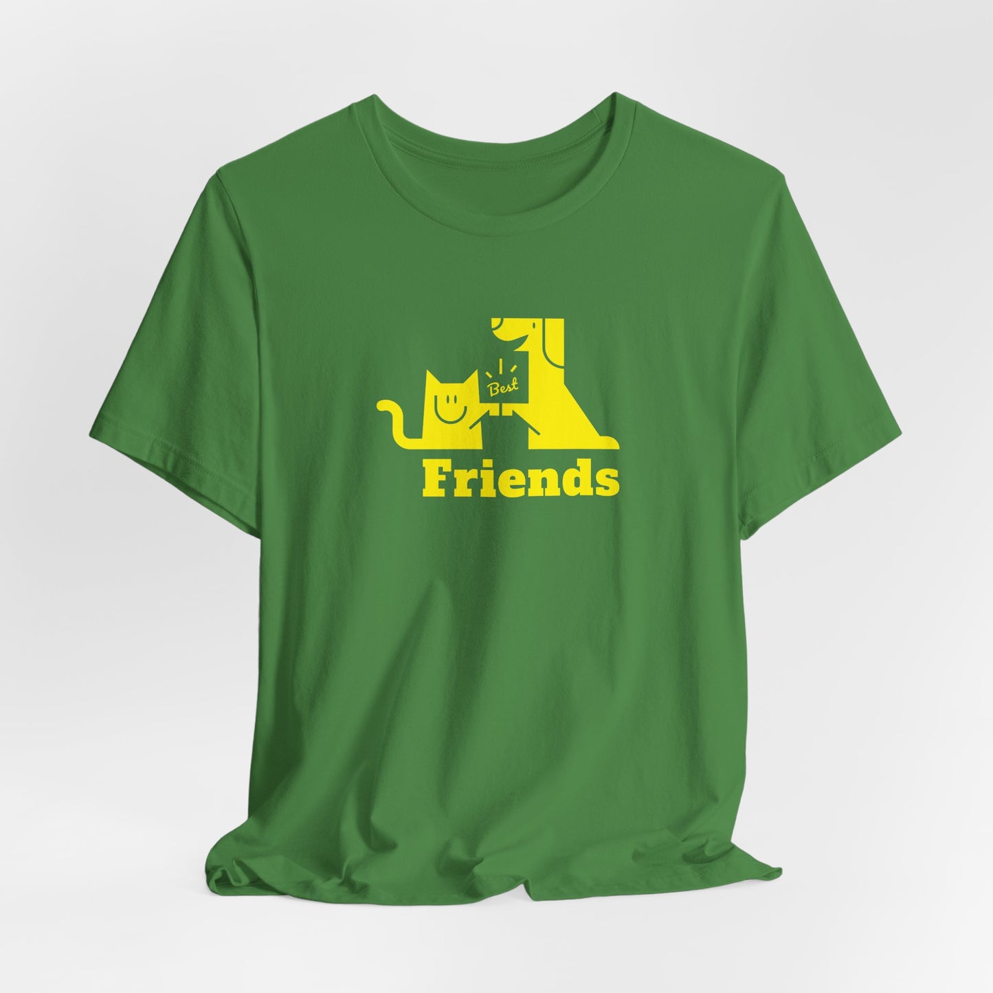 Cat & Dog Hi-5 Each Other Best Friends Yellow Print Unisex Jersey Short Sleeve Tee