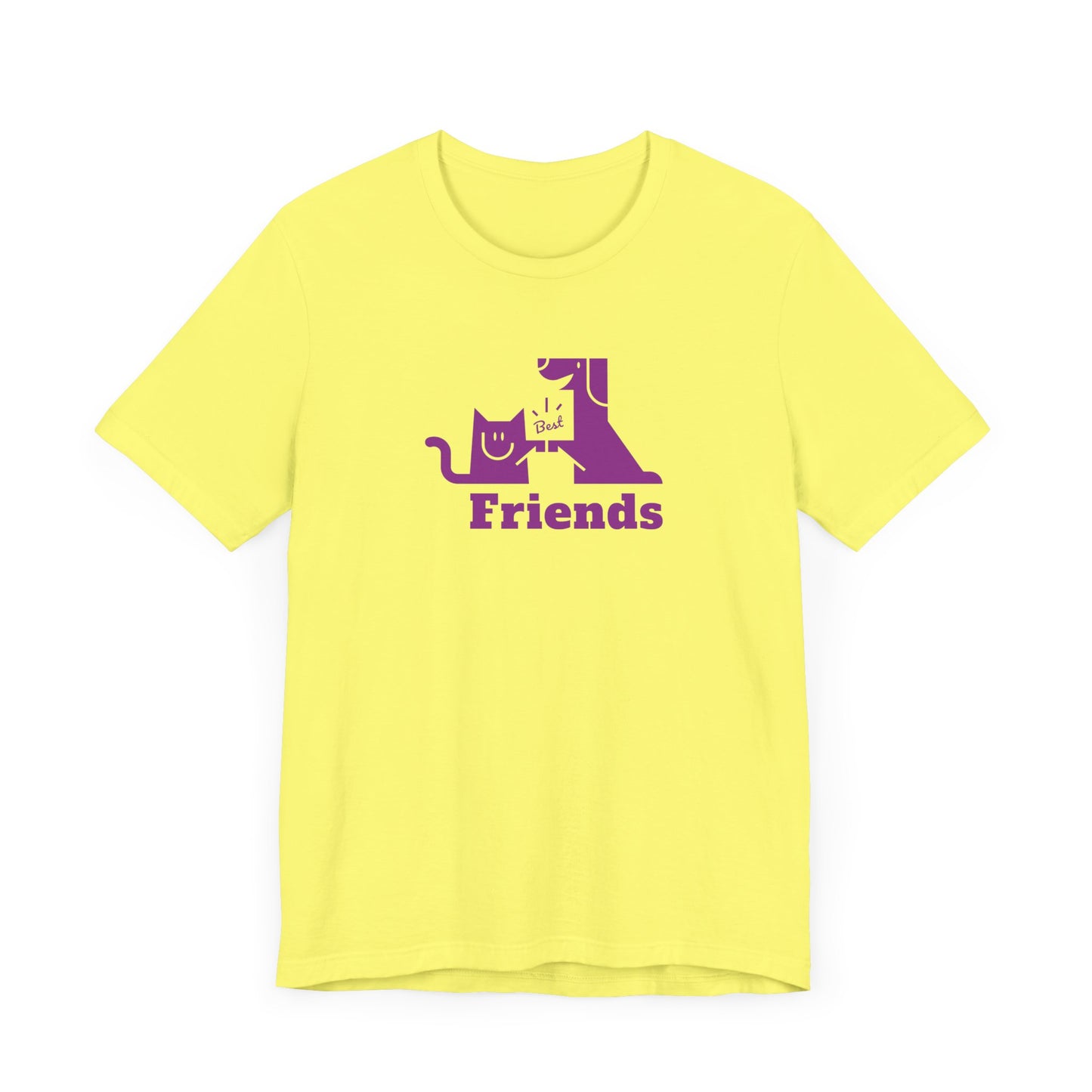 Cat & Dog Hi-5 Each Other Best Friends Purple Print Unisex Jersey Short Sleeve Tee