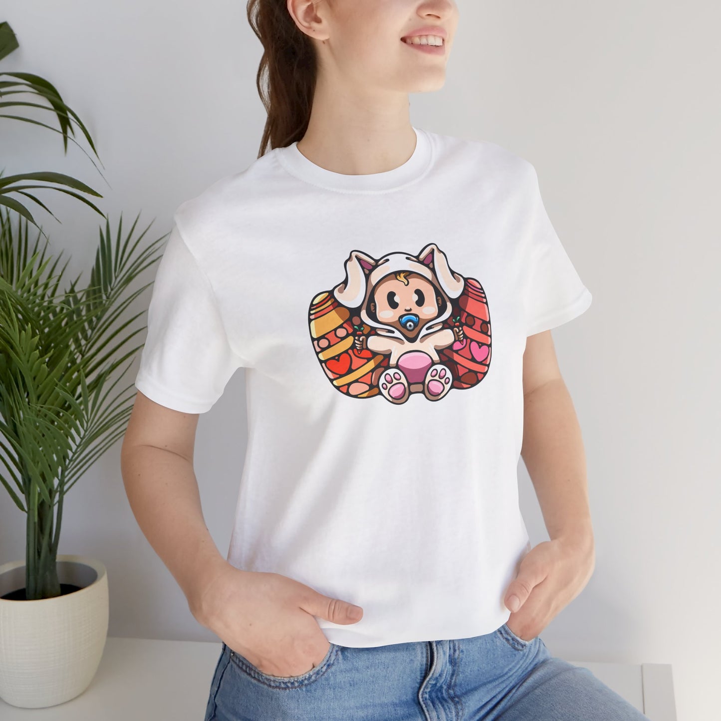 Adorable Baby In Easter Bunny Outfit Unisex Jersey Short Sleeve Tee