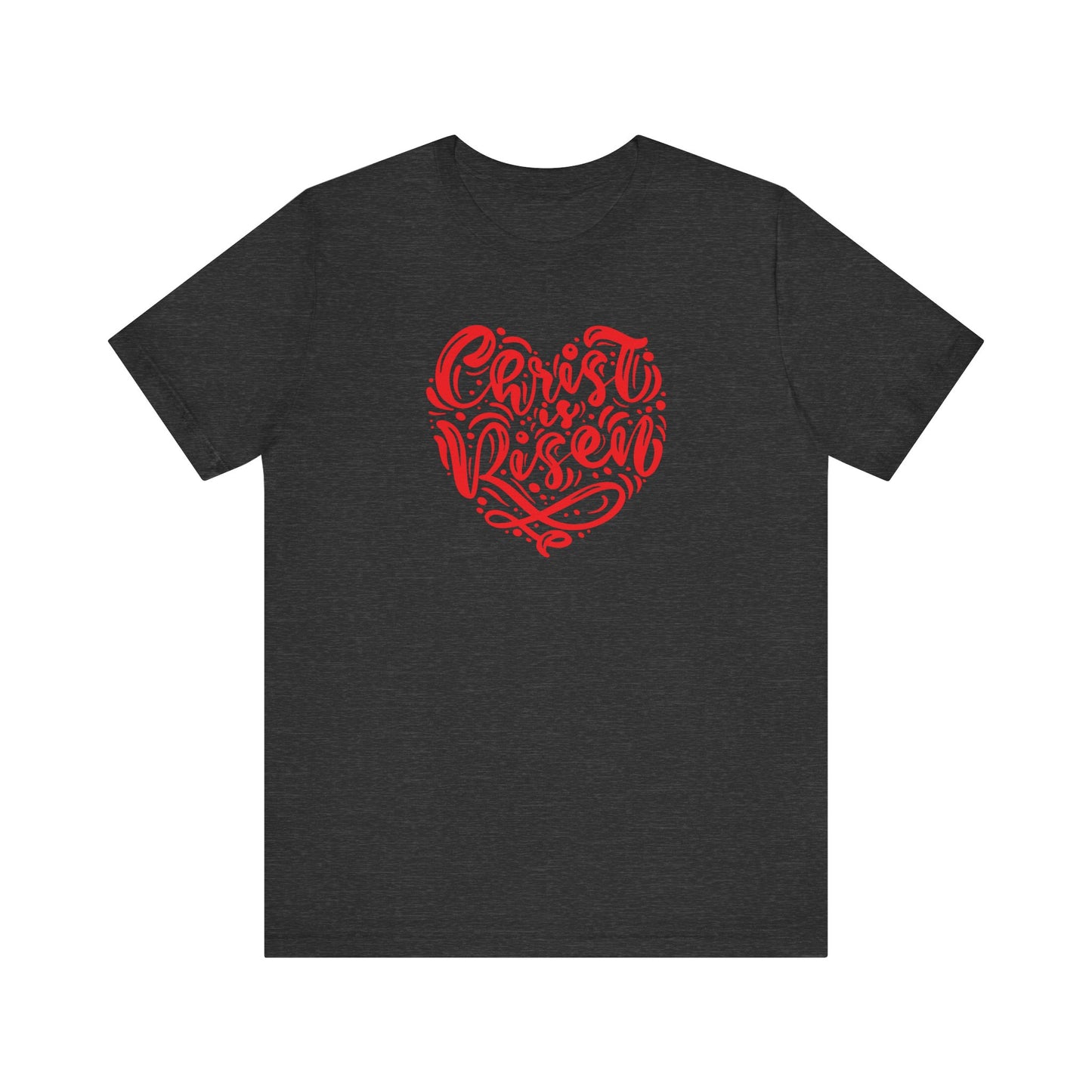 Christ is Risen Heart Shaped Red Print Unisex Jersey Short Sleeve Tee