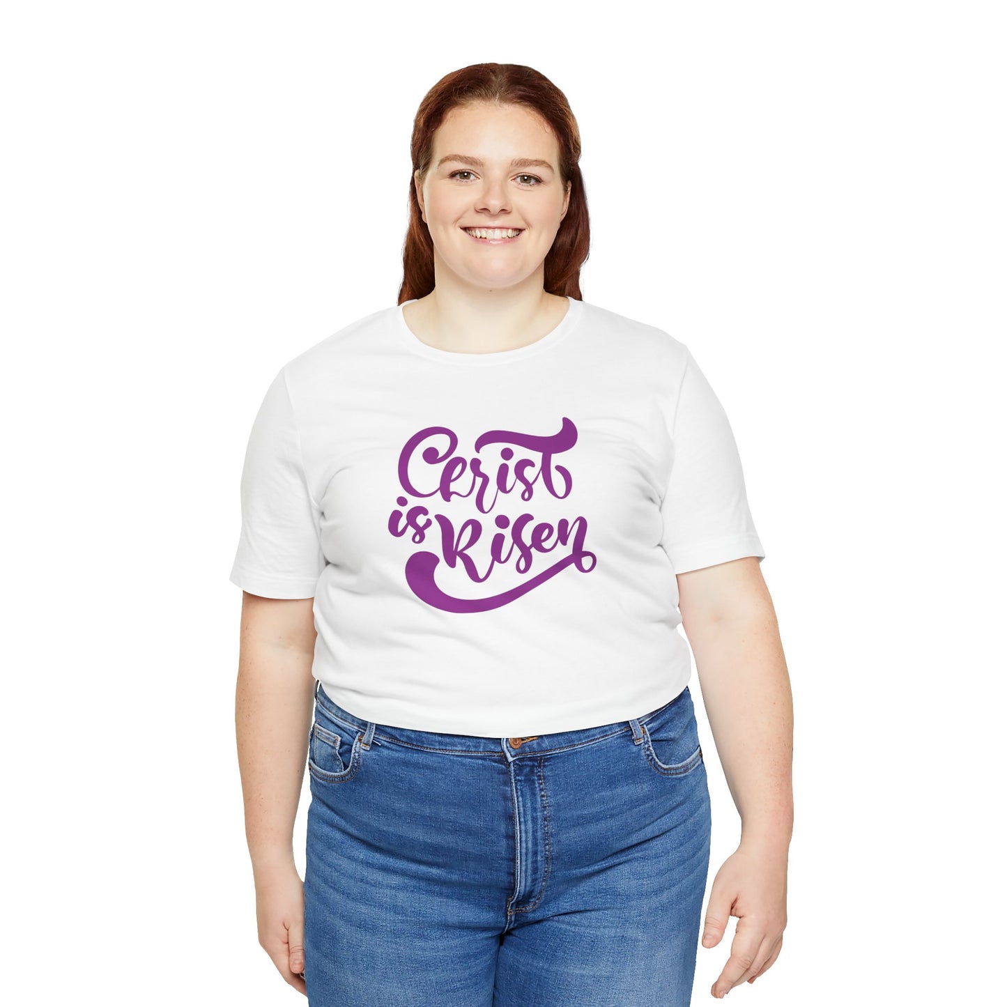 Christ is Risen Purple Print Unisex Jersey Short Sleeve Tee