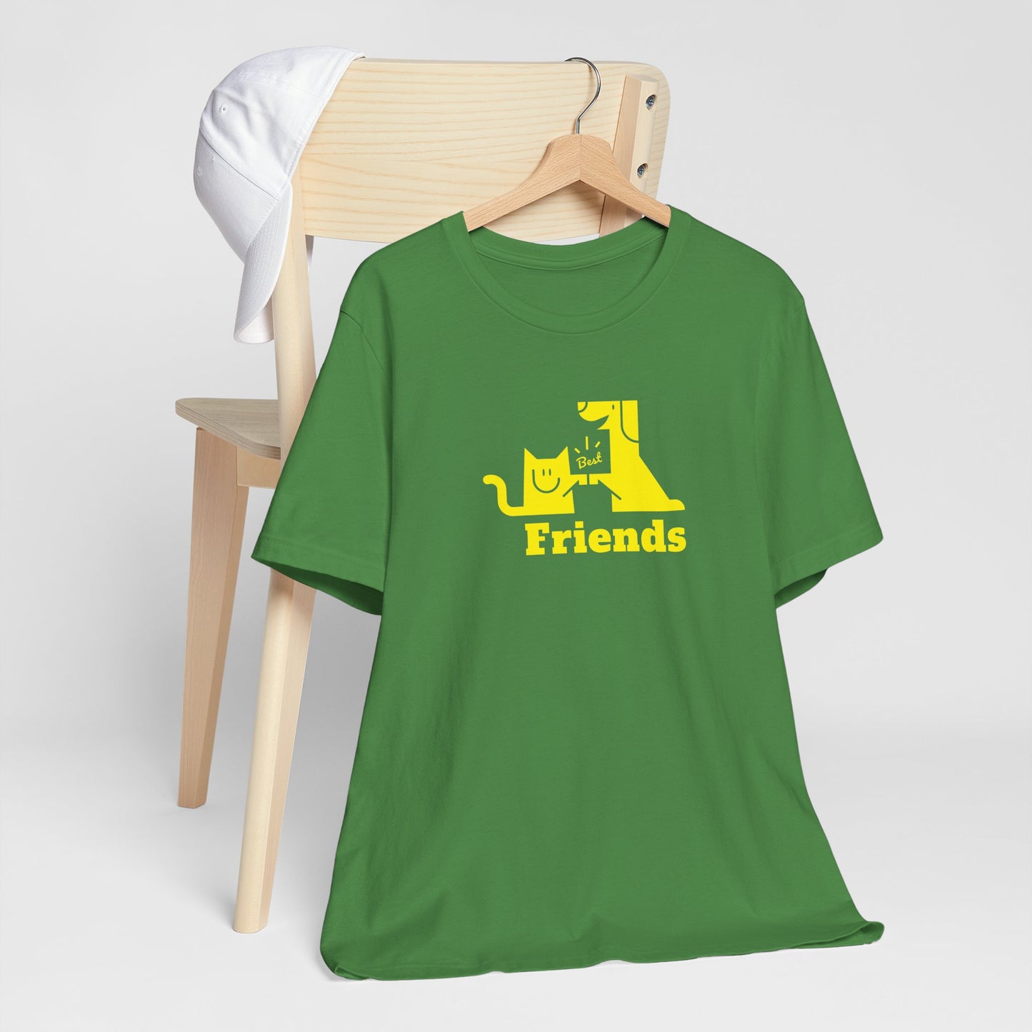 Cat & Dog Hi-5 Each Other Best Friends Yellow Print Unisex Jersey Short Sleeve Tee