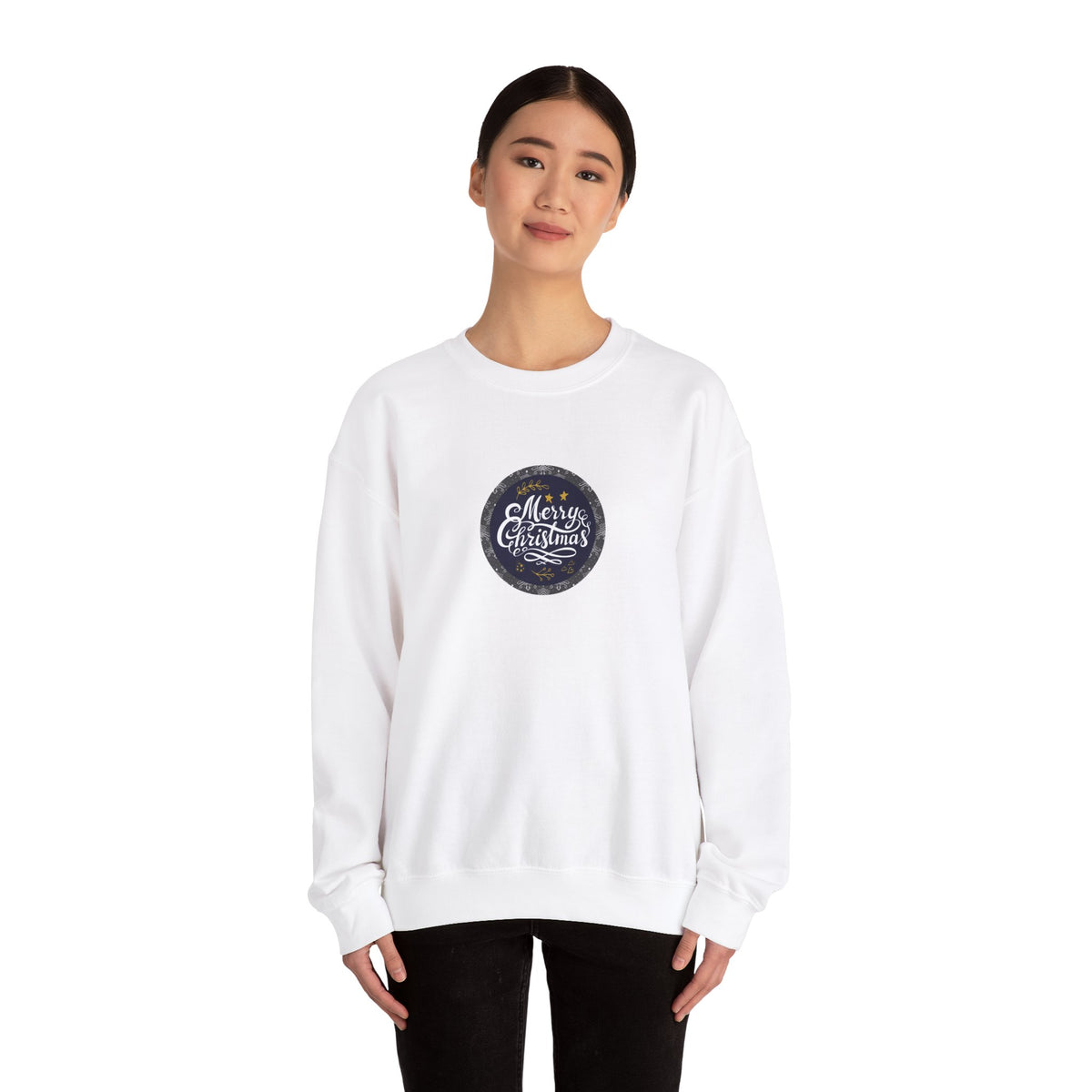 Unisex Heavy Blend Crewneck Sweatshirt Merry Christmas in Folk-Art Style πβ¨
