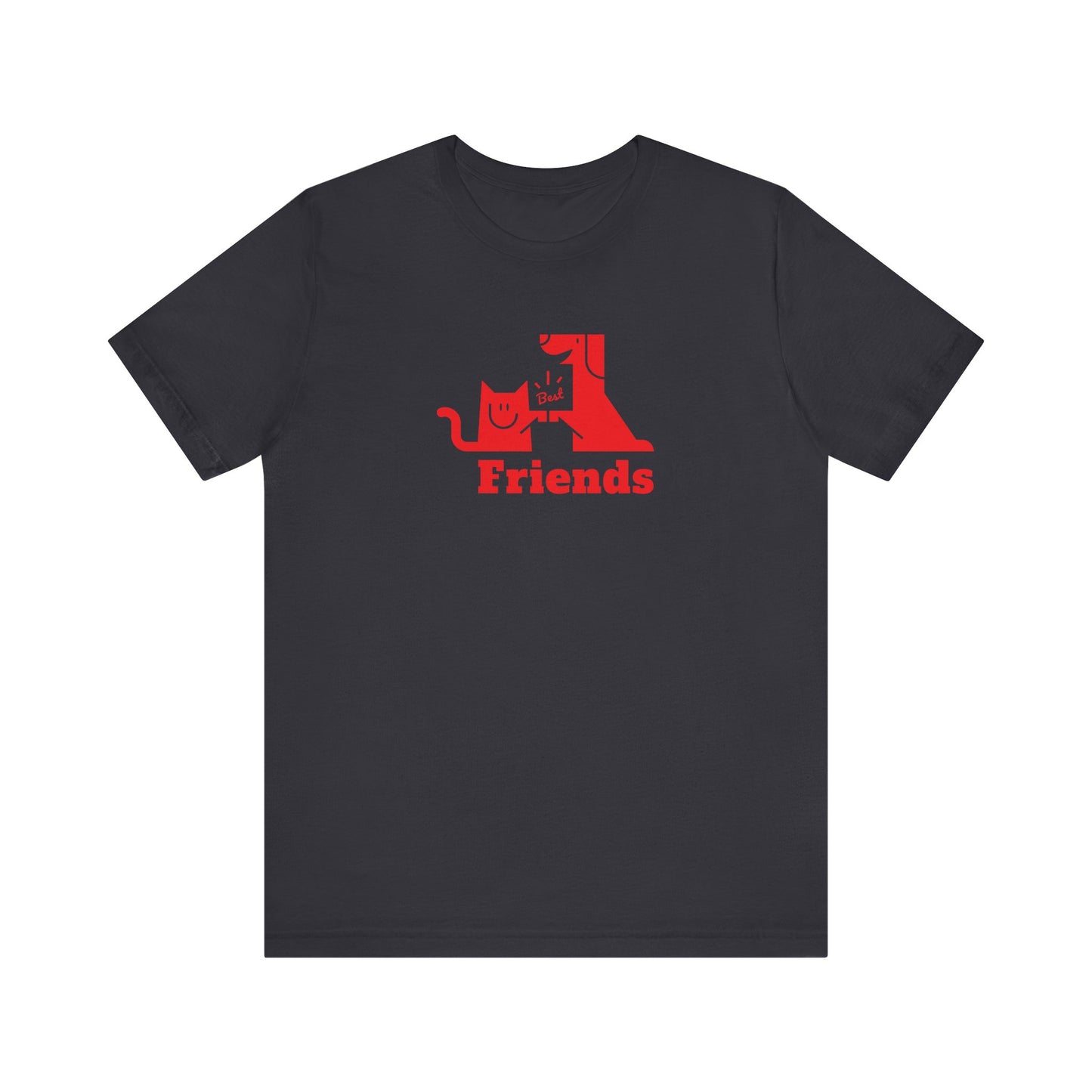 Cat & Dog Hi-5 Each Other Best Friends Red Print Unisex Jersey Short Sleeve Tee
