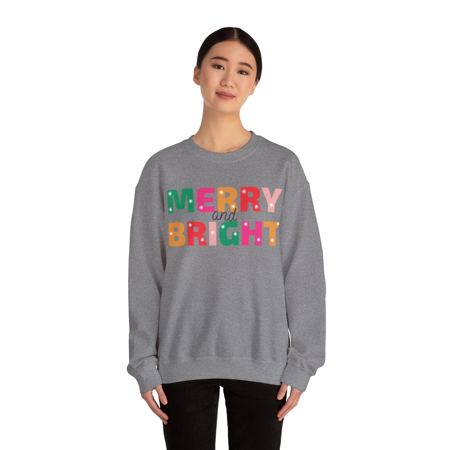 Unisex Heavy Blend Crewneck Sweatshirt Colorful Merry and Bright πβ¨π