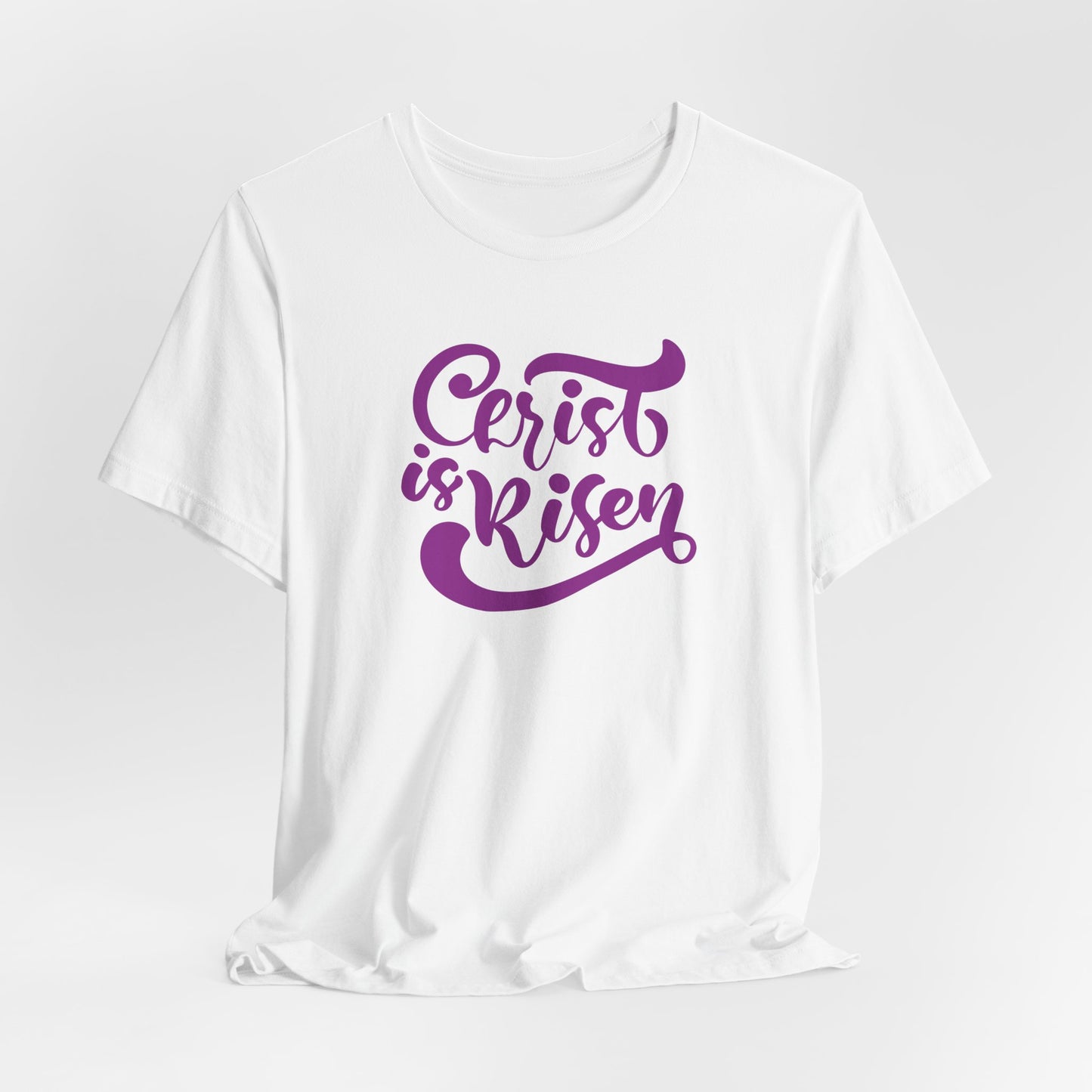 Christ is Risen Purple Print Unisex Jersey Short Sleeve Tee
