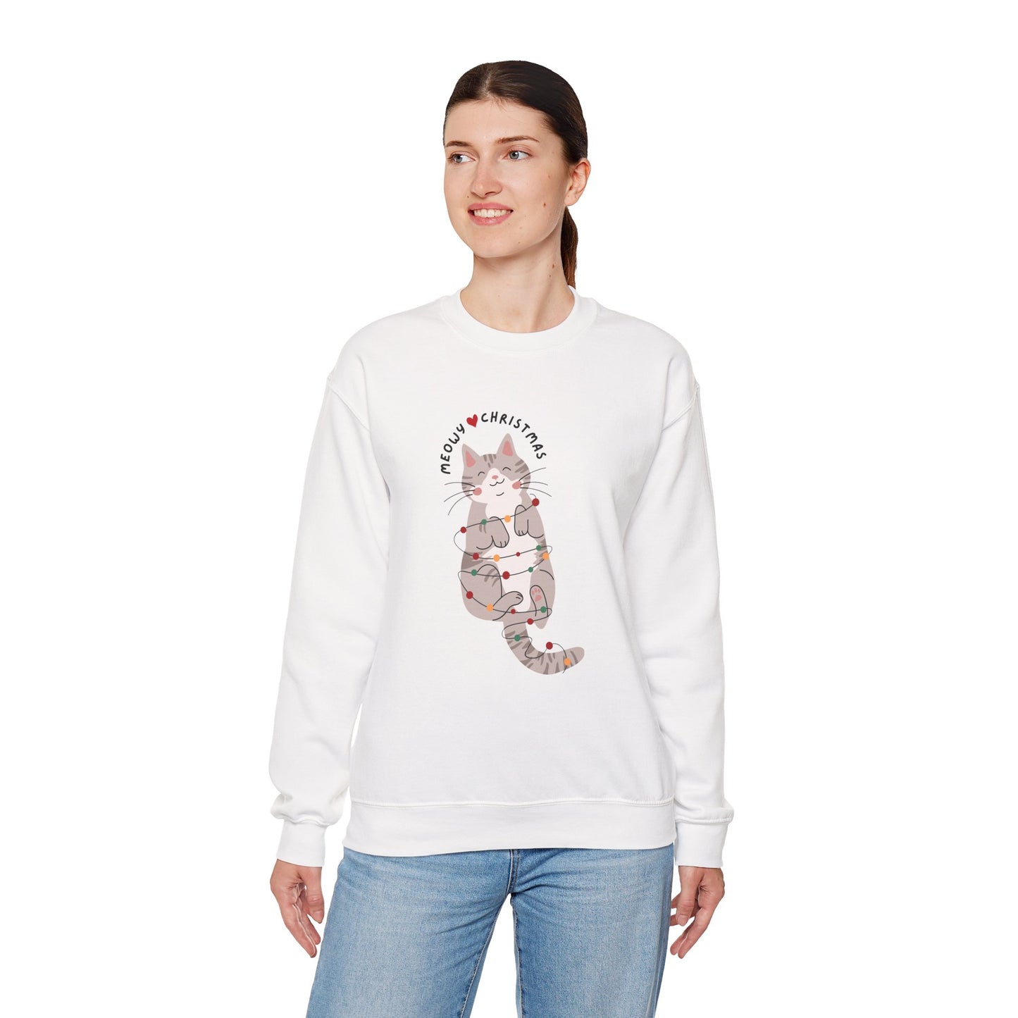 Meowy Christmas Cat ππ±β¨ Unisex Heavy Blend Crewneck Sweatshirt