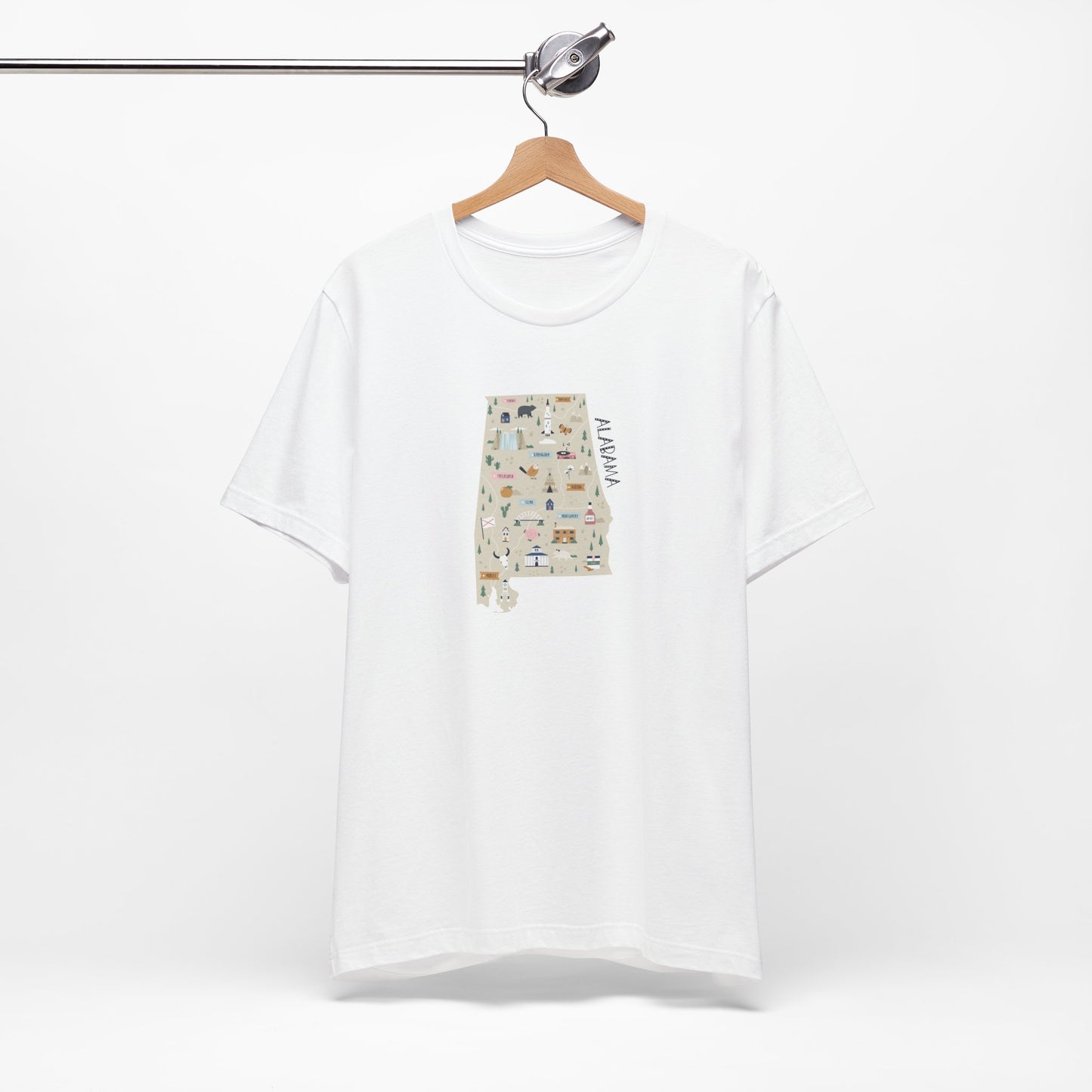 Alabama Map Unisex Jersey Short Sleeve Tee