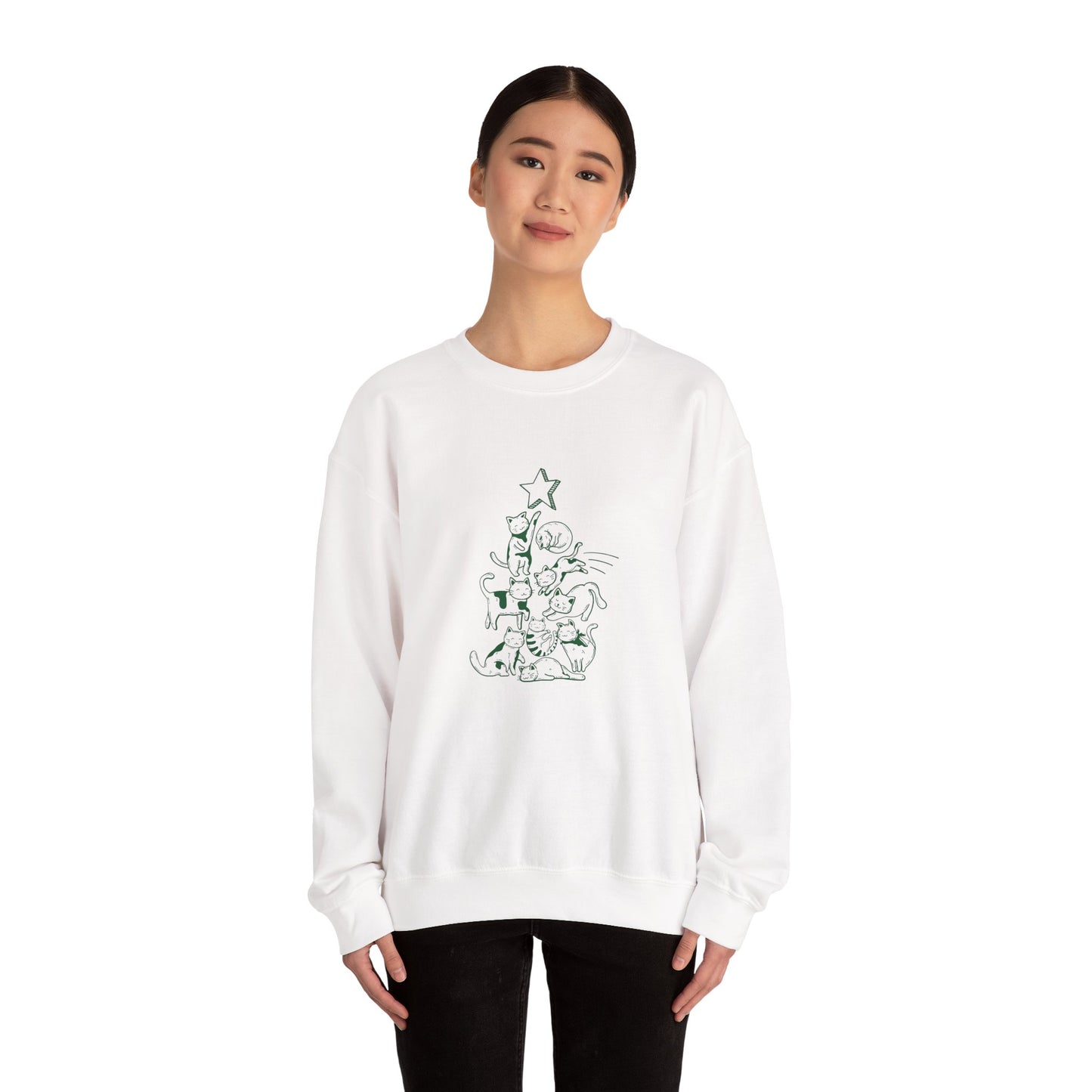 Cat Christmas Tree Design ππΎβ¨ Unisex Heavy Blend Crewneck Sweatshirt