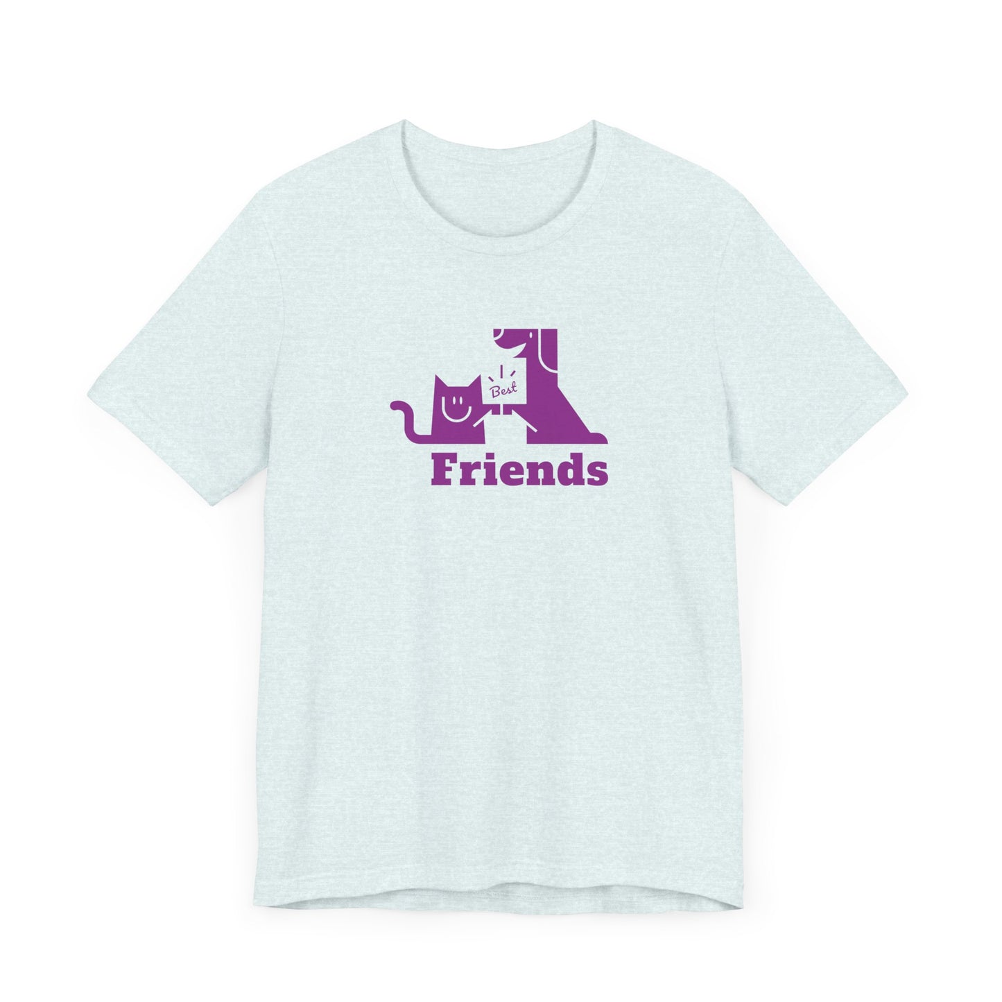 Cat & Dog Hi-5 Each Other Best Friends Purple Print Unisex Jersey Short Sleeve Tee