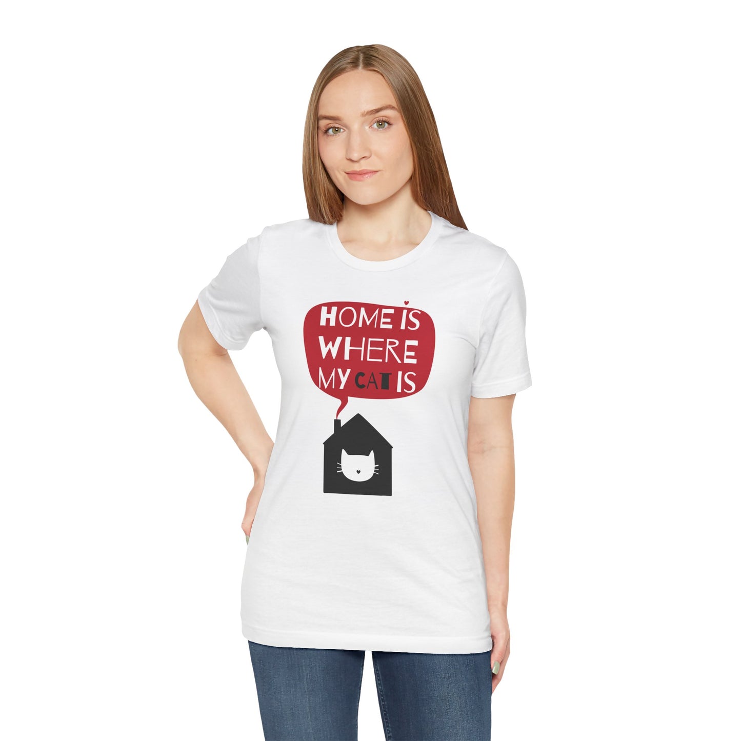 Home Is Where My Cat Is Unisex Jersey Short Sleeve Tee