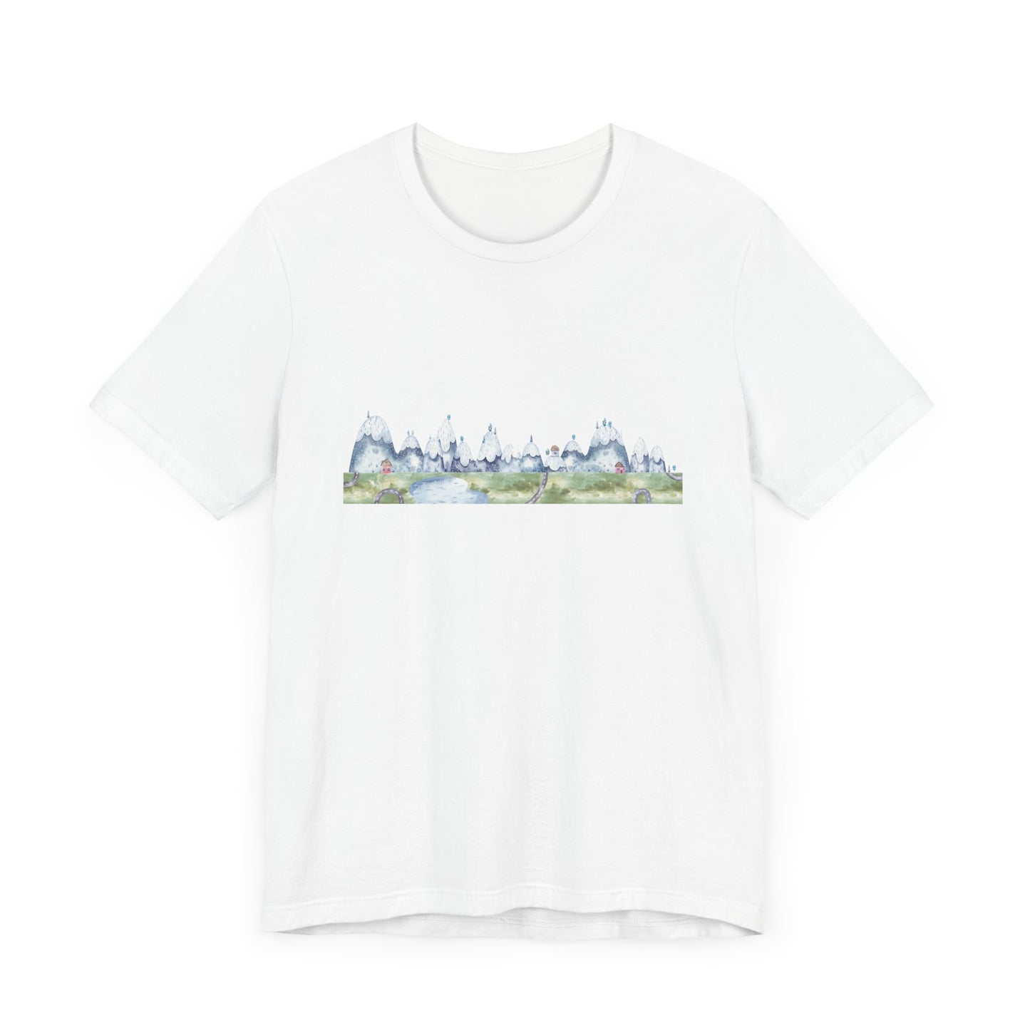 Unisex Jersey Short Sleeve Tee Winter Wonderland Snowy Mountains & Cozy Charm