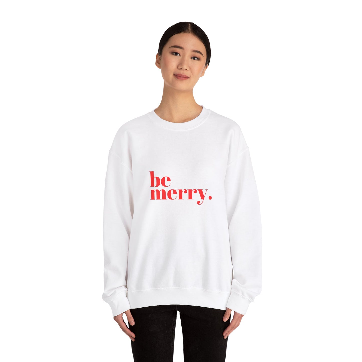 Unisex Heavy Blend Crewneck Sweatshirt Be Merry in Vibrant Red πβ€οΈ