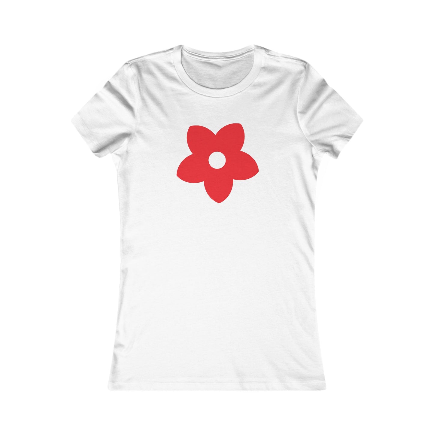 Women's Favorite T-Shirt "Petals of Joy" Playful 5-Petal Flower Design Red Print