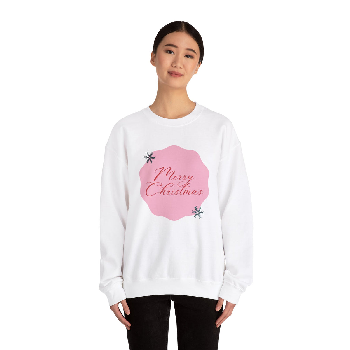 Unisex Heavy Blend Crewneck Sweatshirt Merry Christmas in Pink Geometric ππβ¨