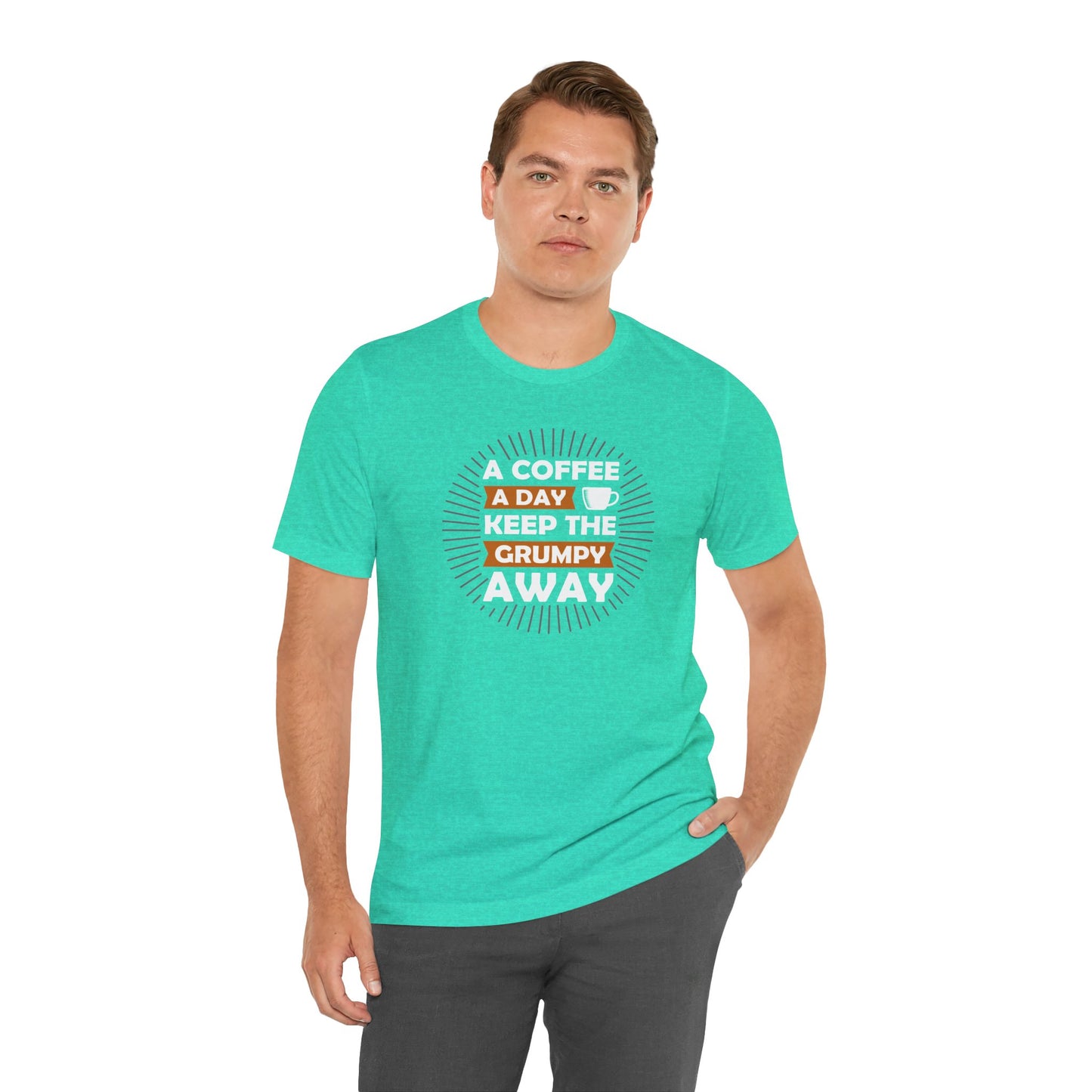 A Coffee A Day Keeps The Grumpy Away Unisex Jersey Short Sleeve Tee