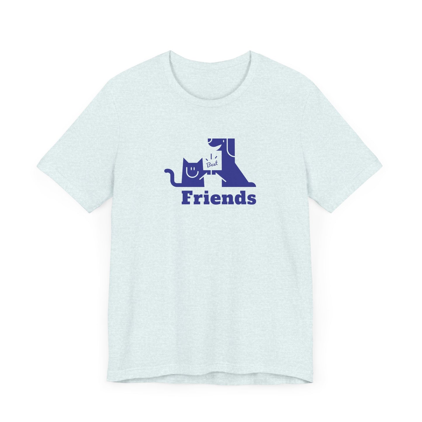 Cat & Dog Hi-5 Each Other Best Friends Navy Print Unisex Jersey Short Sleeve Tee