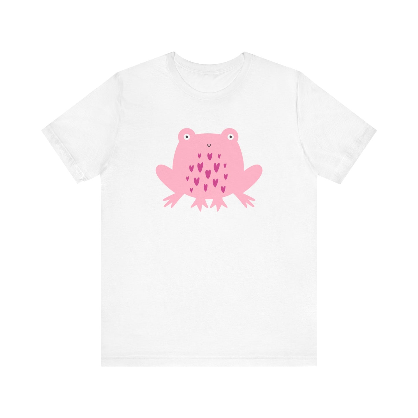 Adorable Pink Frog with Hearts Unisex Jersey Short Sleeve Tee