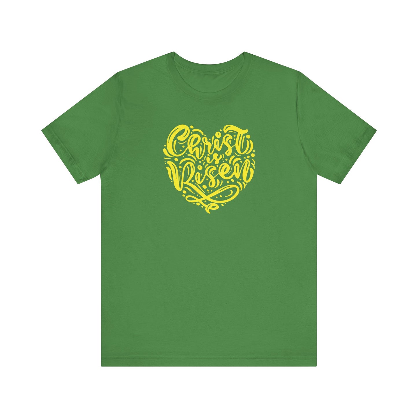 Christ is Risen Heart Shaped Yellow Print Unisex Jersey Short Sleeve Tee