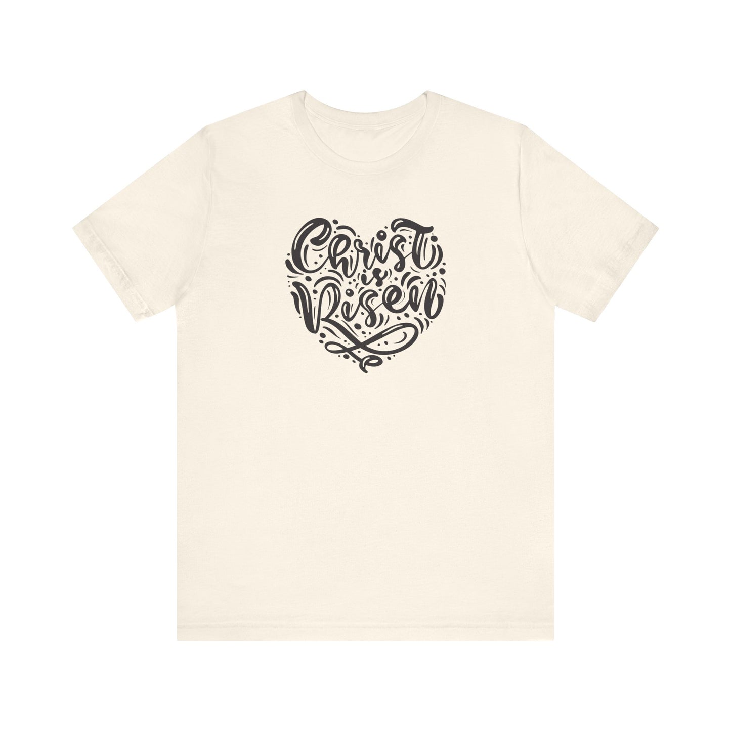 Christ is Risen Heart Shaped Black Print Unisex Jersey Short Sleeve Tee