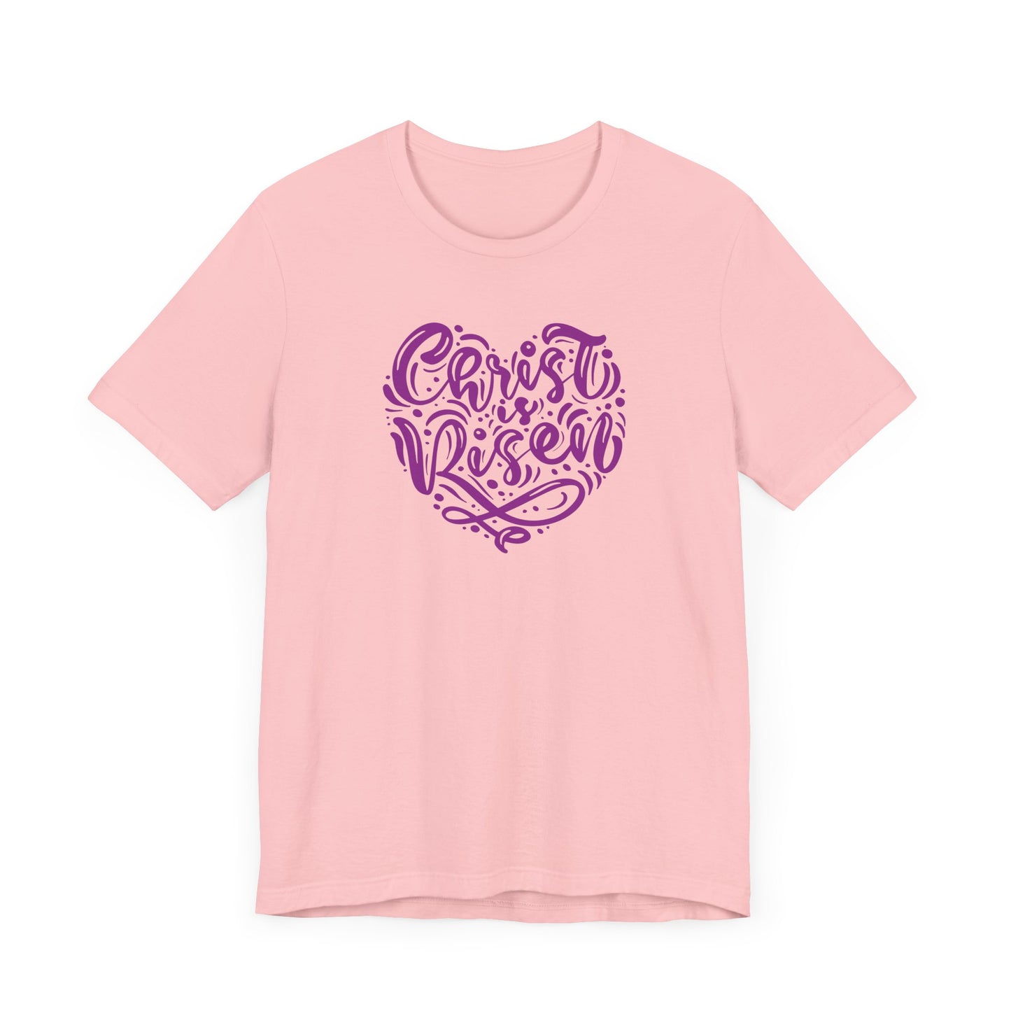 Christ is Risen Heart Shaped Purple Print Unisex Jersey Short Sleeve Tee