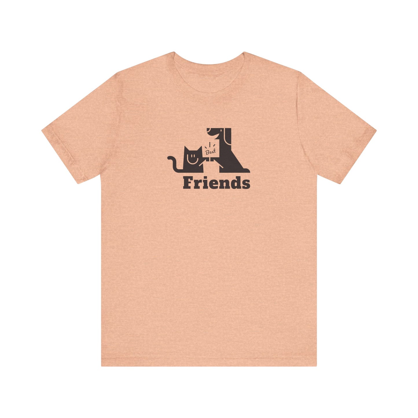 Cat & Dog Hi-5 Each Other Best Friends Black Print Unisex Jersey Short Sleeve Tee