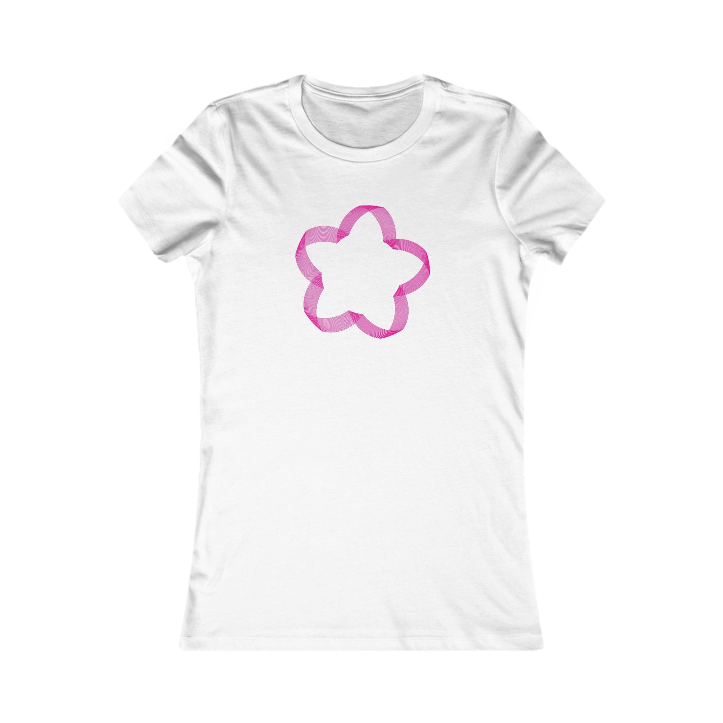 Women's Favorite T-Shirt "Geometric Petal Play" Whimsical 5-Petal Flower Pink Print