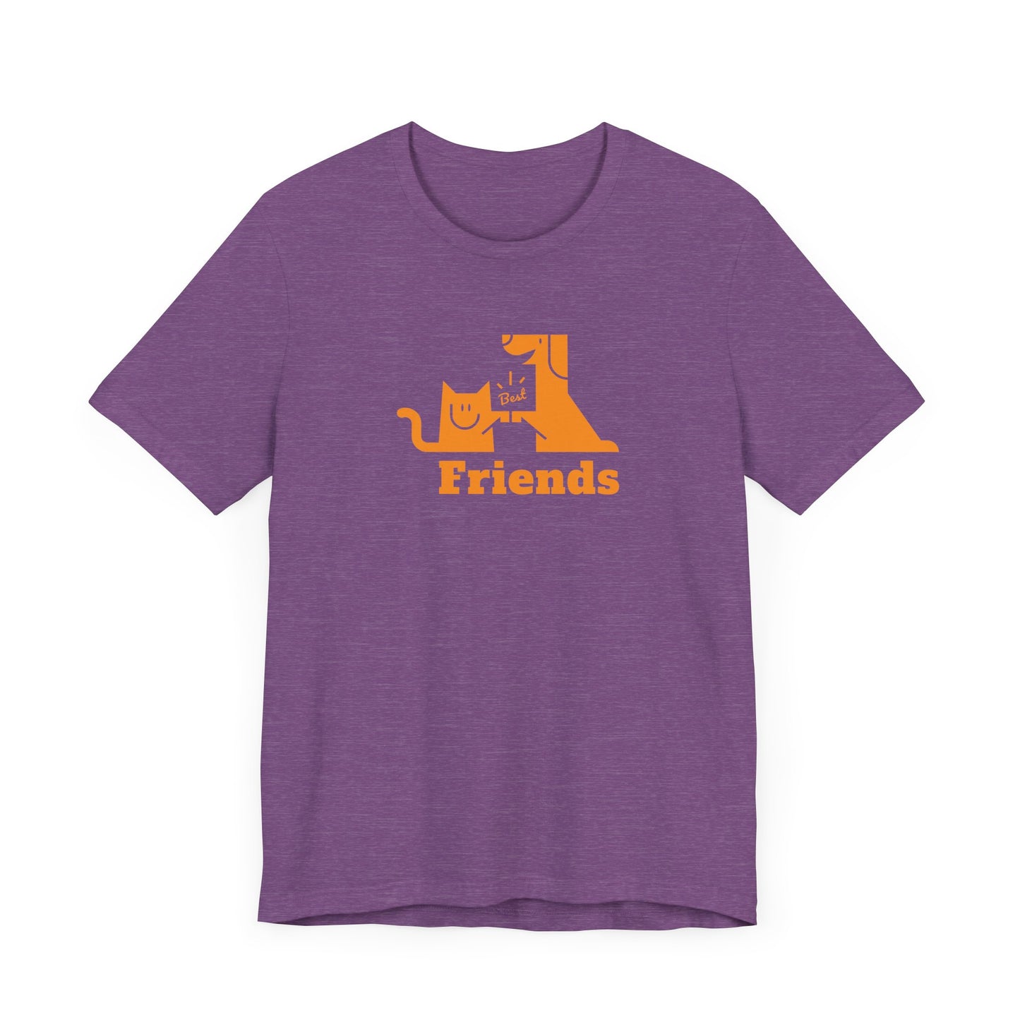 Cat & Dog Hi-5 Each Other Best Friends Orange Print Unisex Jersey Short Sleeve Tee