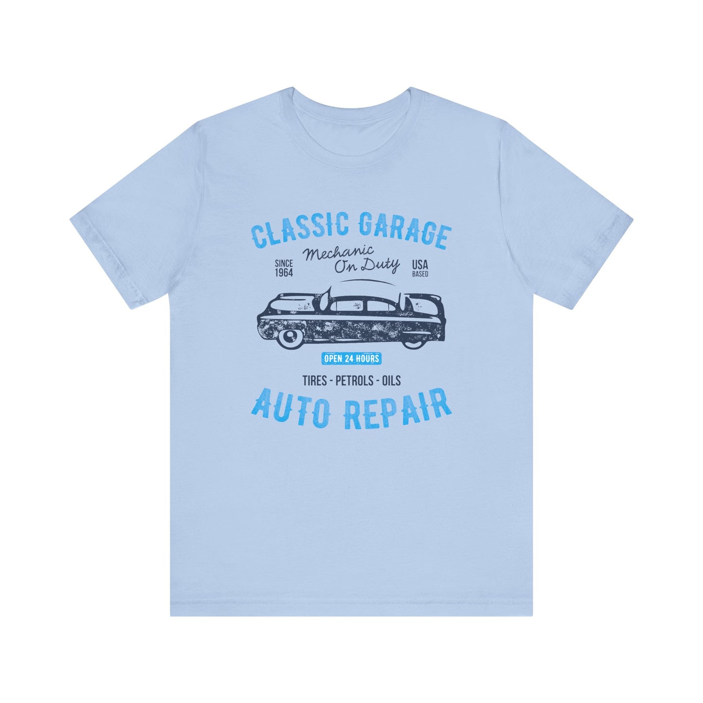 Unisex Jersey Short Sleeve Tee Classic Garage Auto Repair Blue Print
