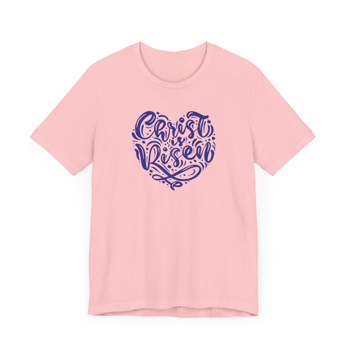 Christ is Risen Heart Shaped Navy Print Unisex Jersey Short Sleeve Tee