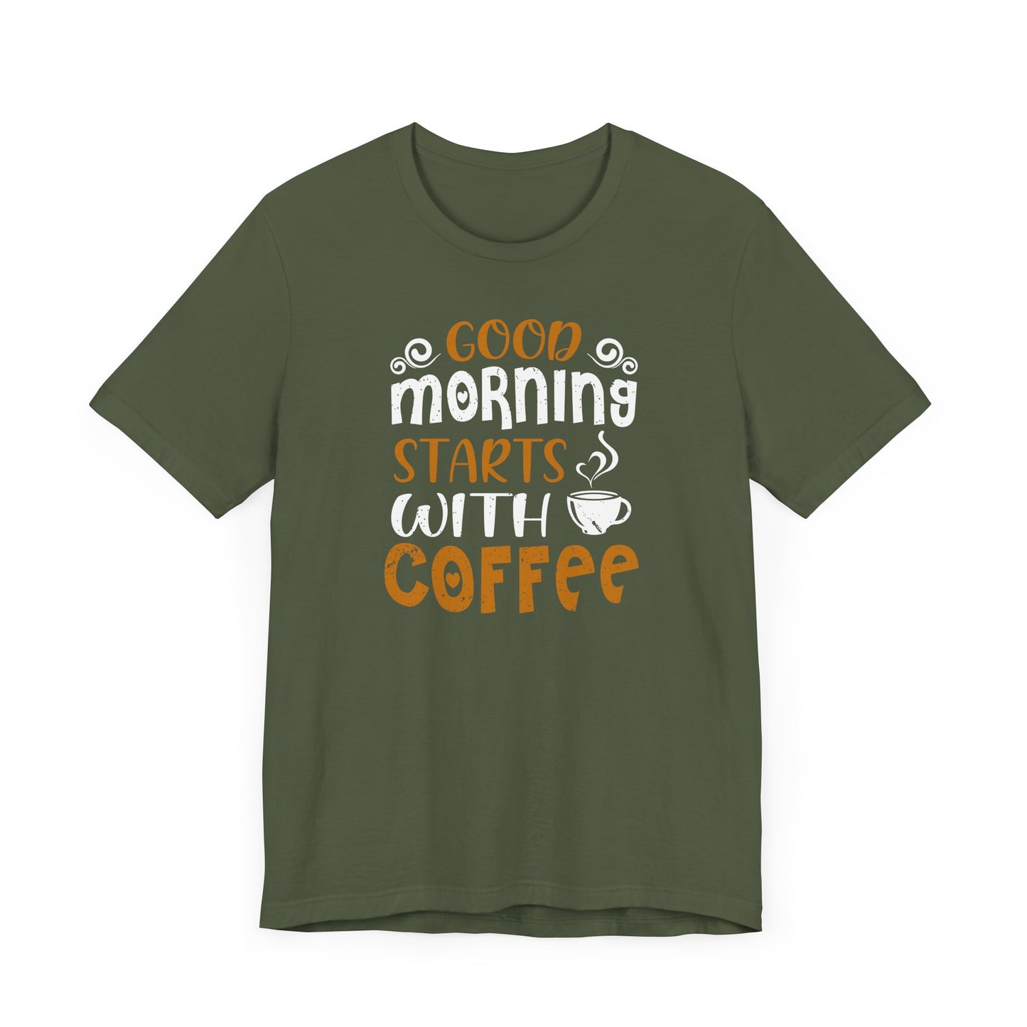 Good Morning Starts With Coffee Unisex Jersey Short Sleeve Tee