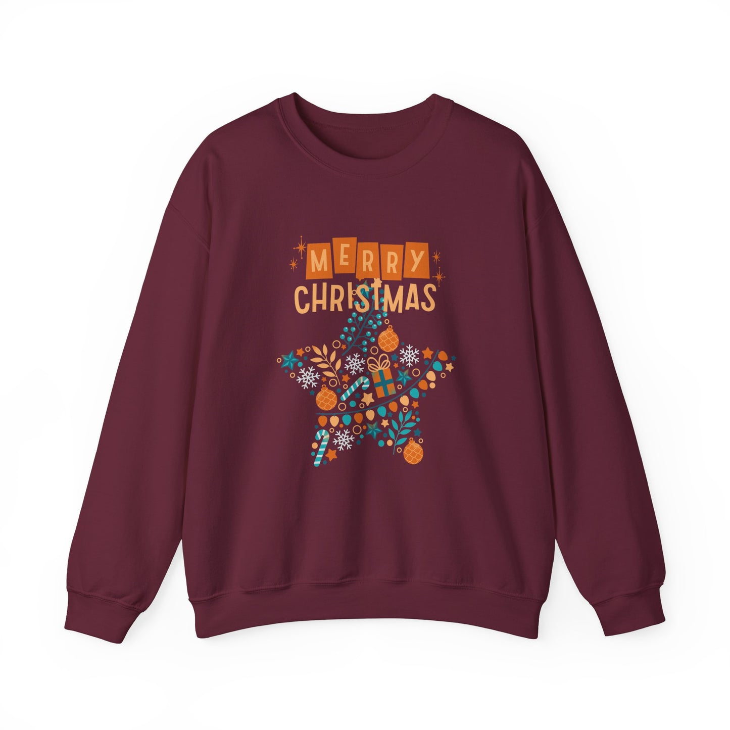 Unisex Heavy Blend Crewneck Sweatshirt Star-Shaped Christmas Montage πβοΈβ¨