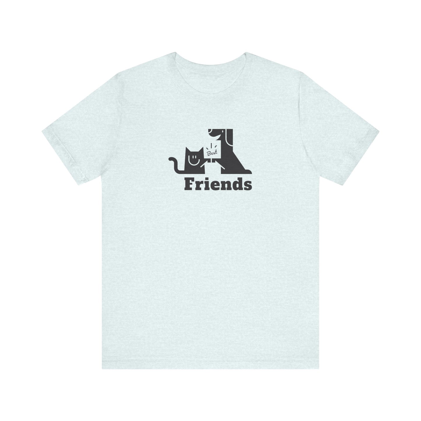 Cat & Dog Hi-5 Each Other Best Friends Black Print Unisex Jersey Short Sleeve Tee