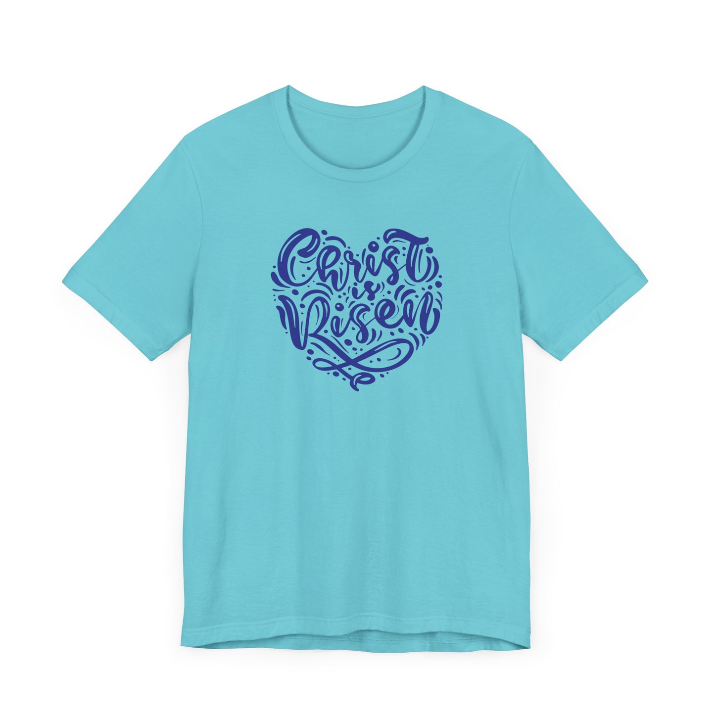 Christ is Risen Heart Shaped Navy Print Unisex Jersey Short Sleeve Tee
