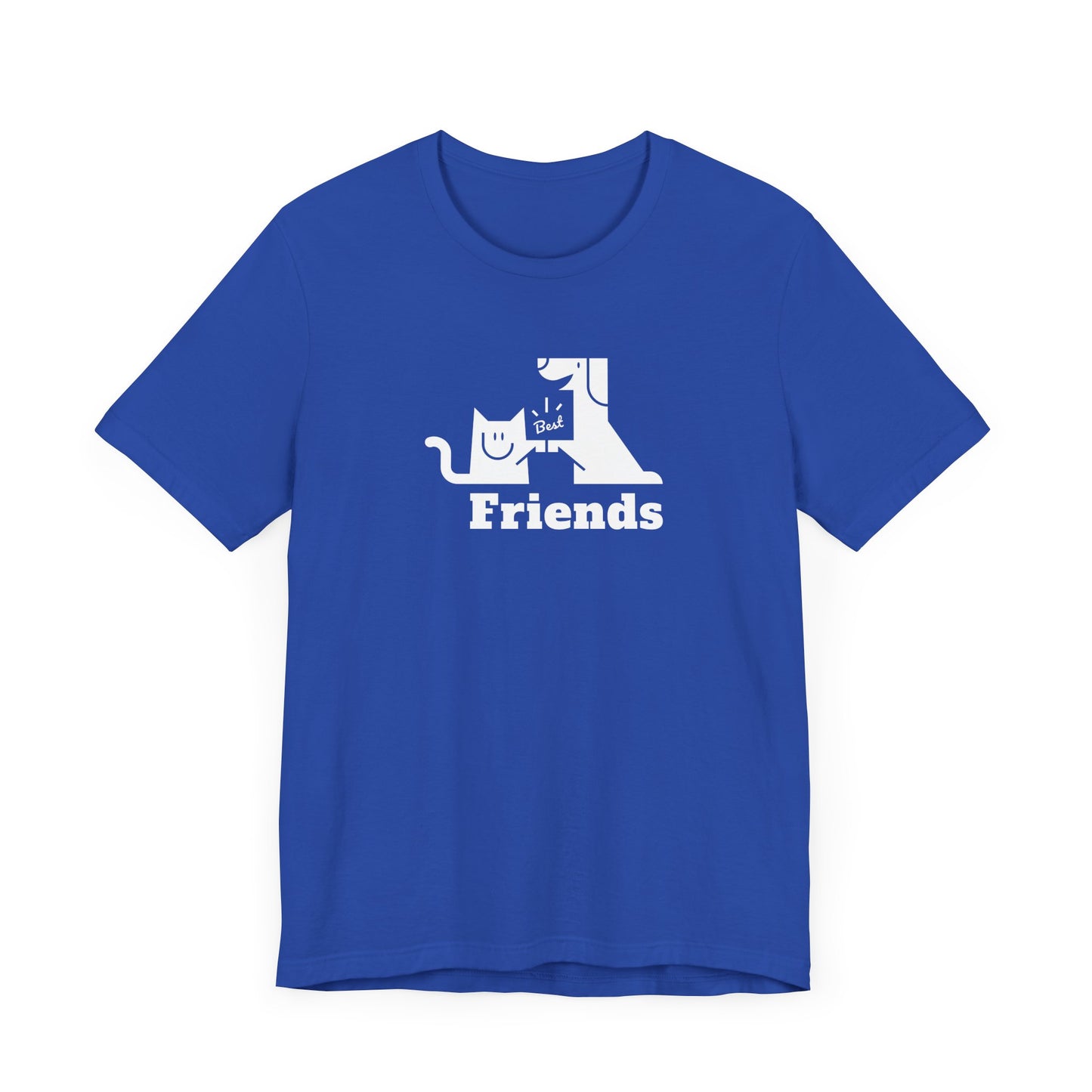 Cat & Dog Hi-5 Each Other Best Friends White Print Unisex Jersey Short Sleeve Tee