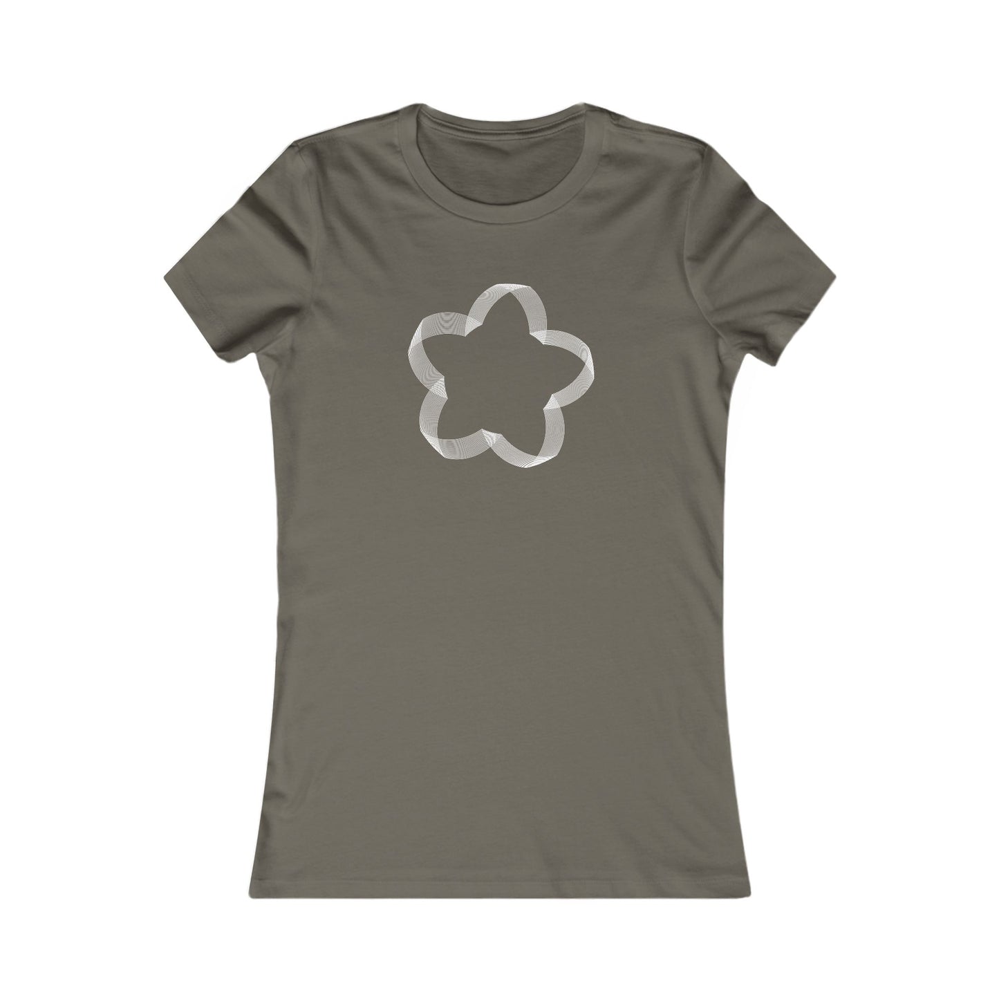 Women's Favorite T-Shirt "Geometric Petal Play" Whimsical 5-Petal Flower White Print
