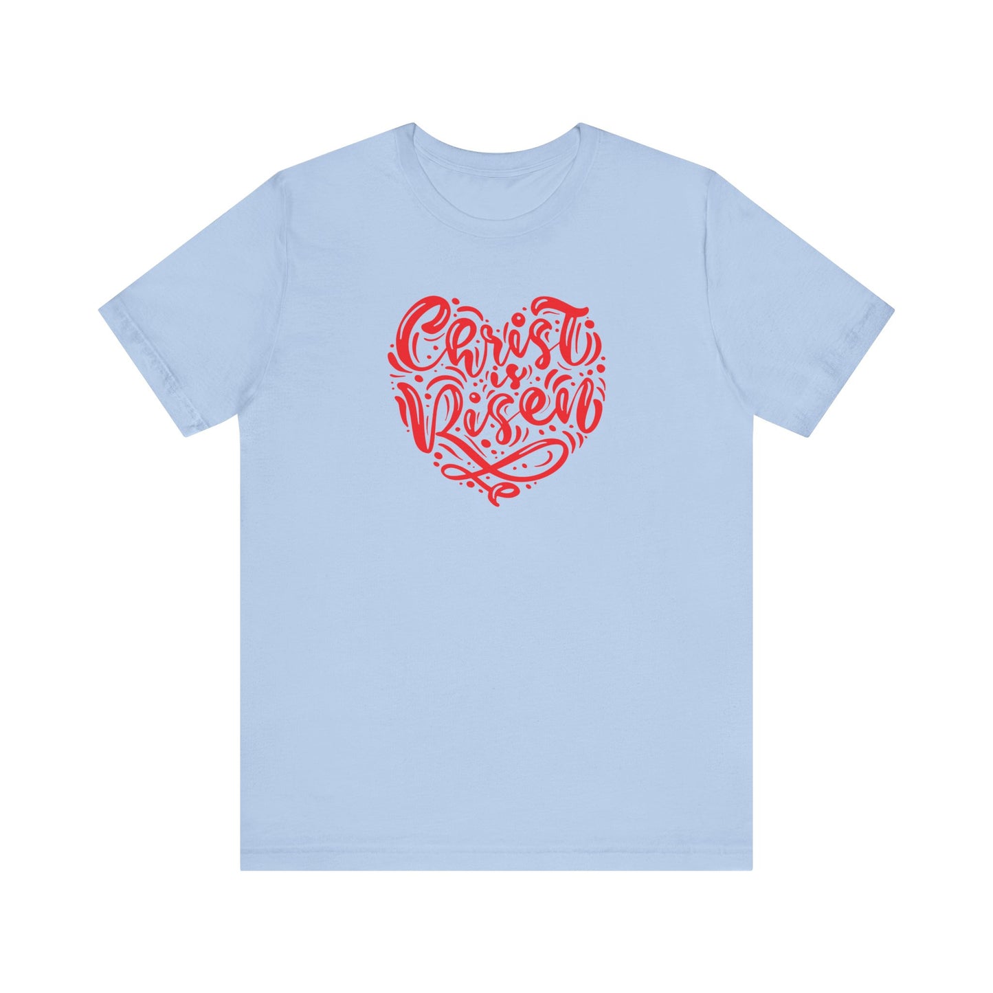 Christ is Risen Heart Shaped Red Print Unisex Jersey Short Sleeve Tee