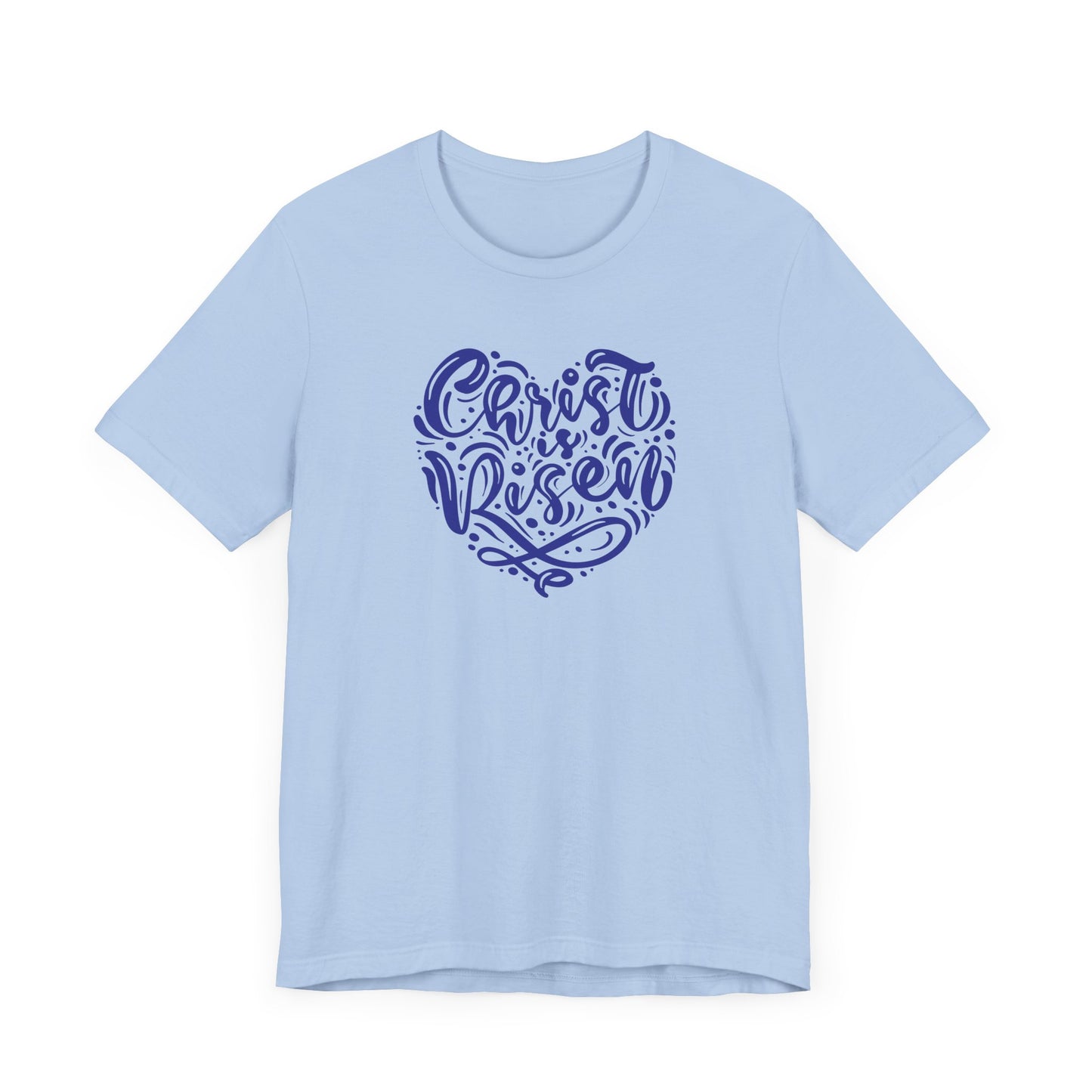 Christ is Risen Heart Shaped Navy Print Unisex Jersey Short Sleeve Tee