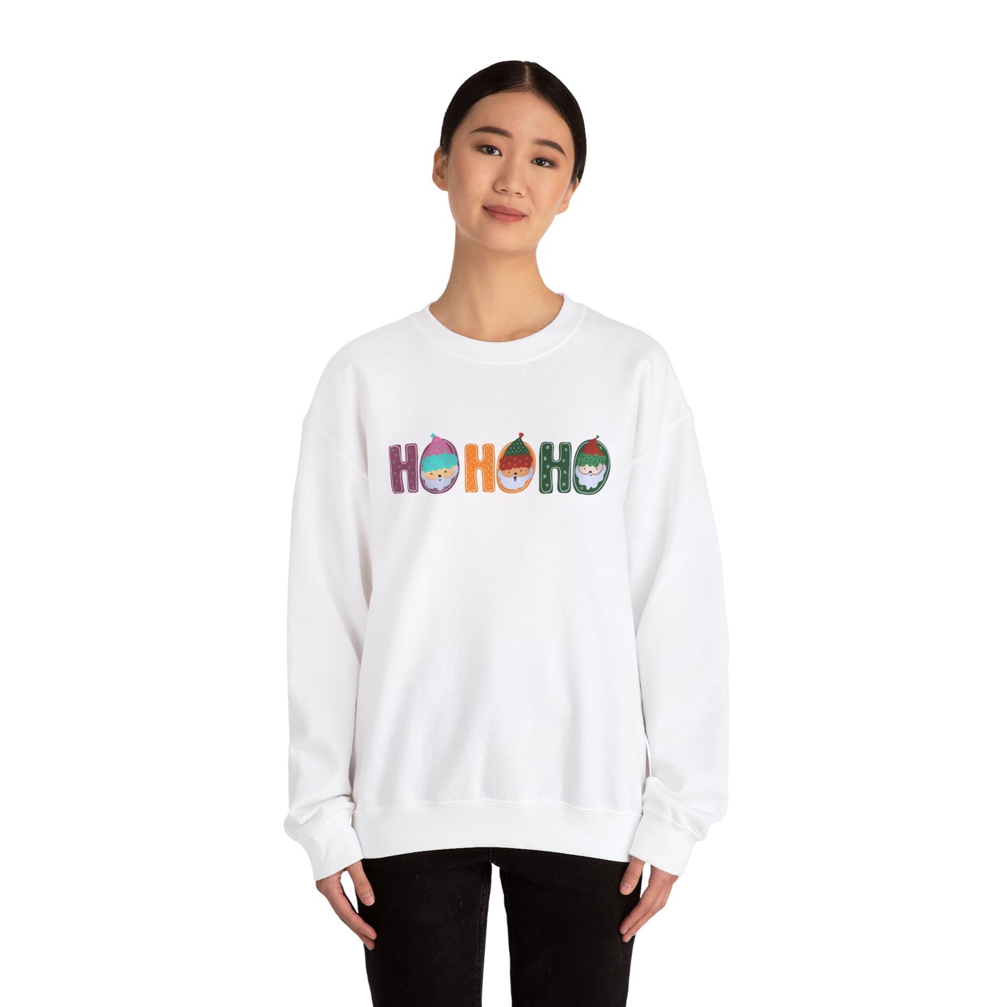 Unisex Heavy Blend Crewneck Sweatshirt HO HO HO with Santa's Elf π
β¨