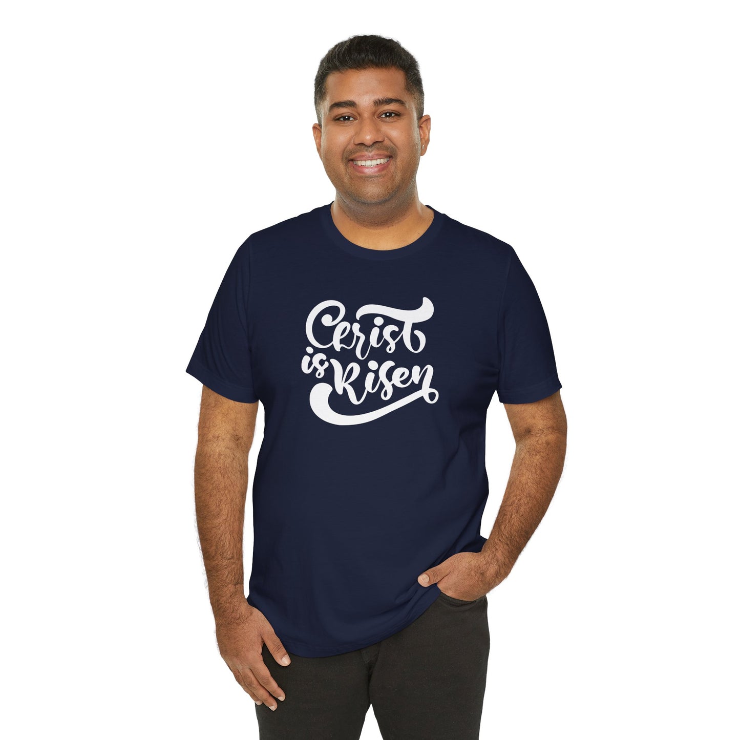 Christ is Risen White Print Unisex Jersey Short Sleeve Tee
