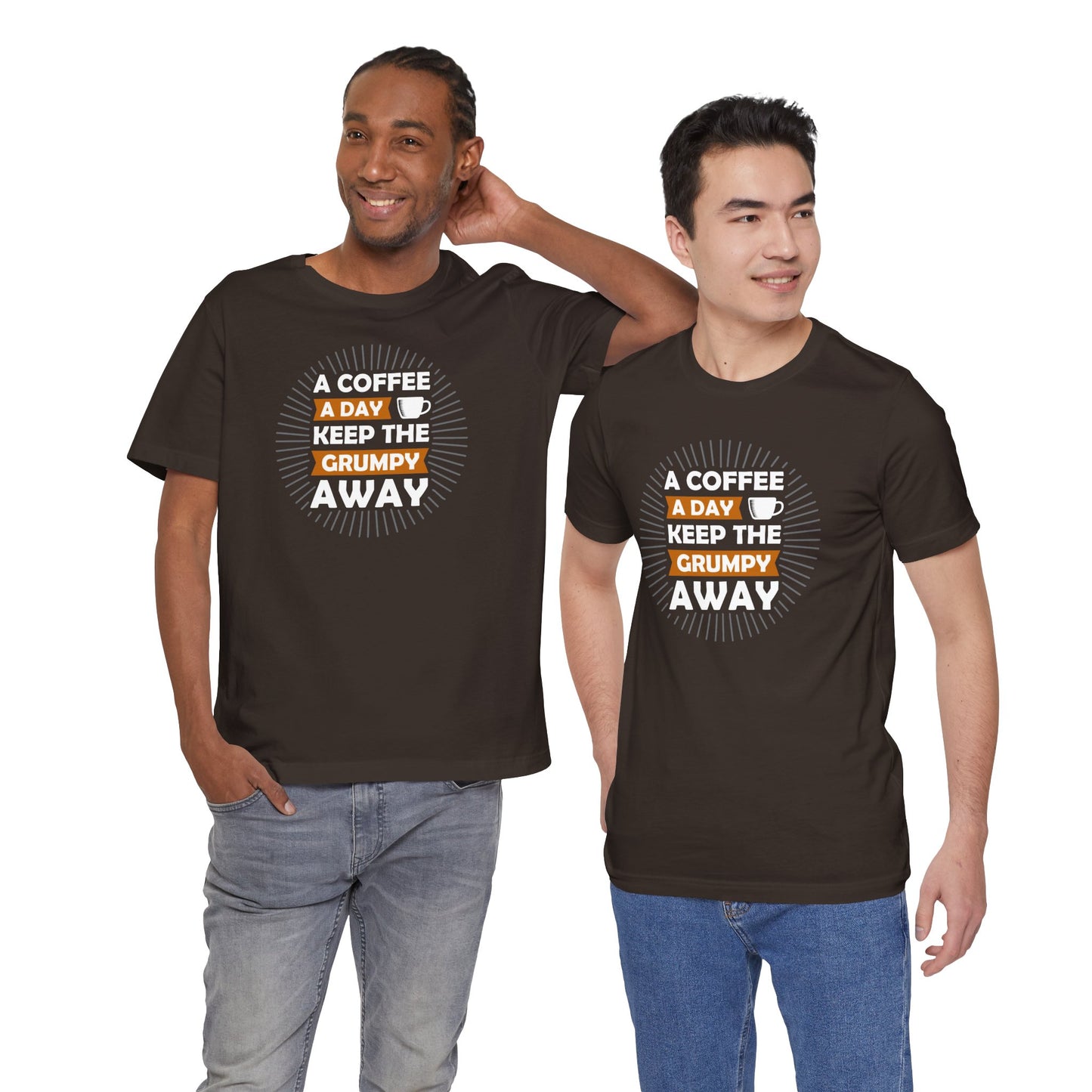 A Coffee A Day Keeps The Grumpy Away Unisex Jersey Short Sleeve Tee