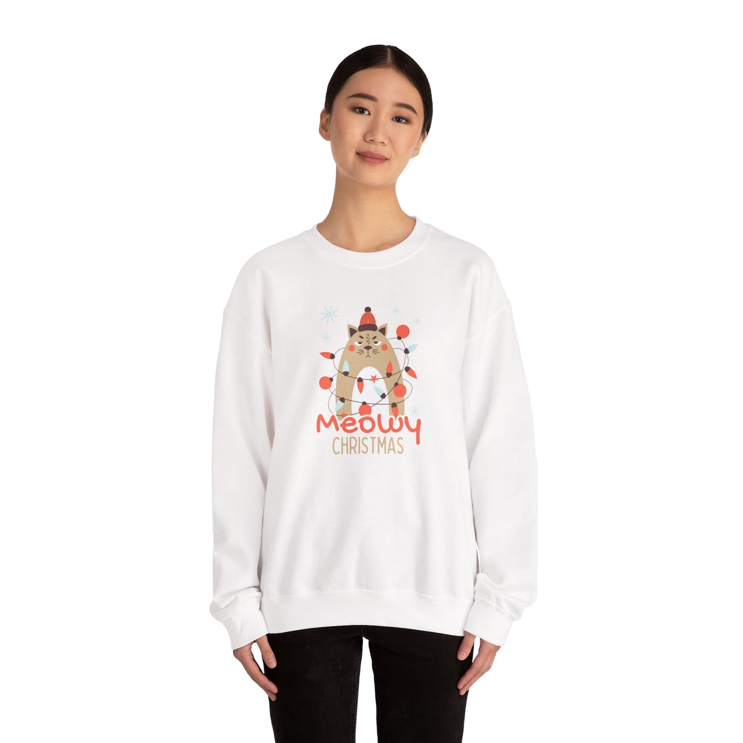 Meowy Christmas with Grumpy Cat ππΎβ¨ Unisex Heavy Blend Crewneck Sweatshirt