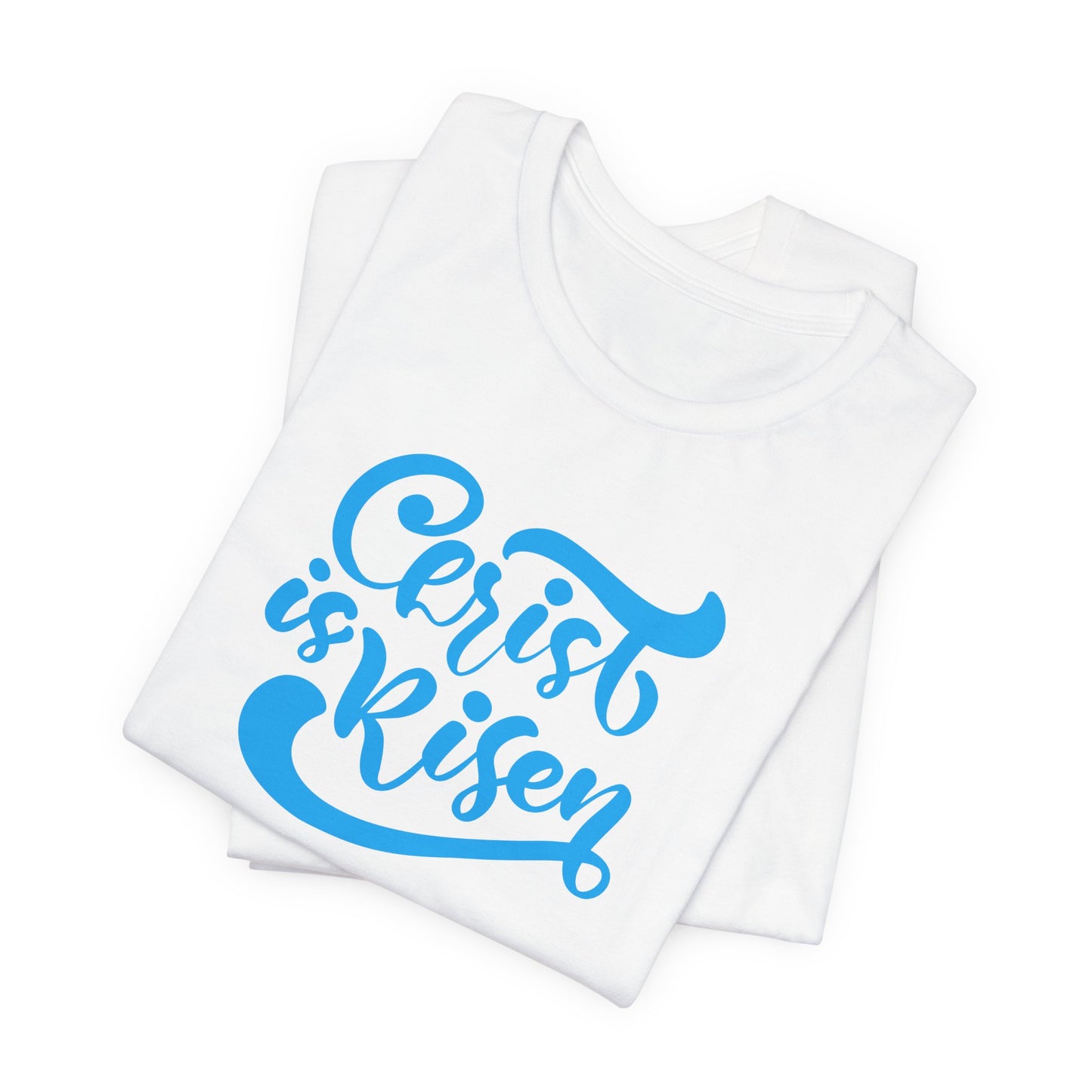 Christ is Risen Blue Print Unisex Jersey Short Sleeve Tee