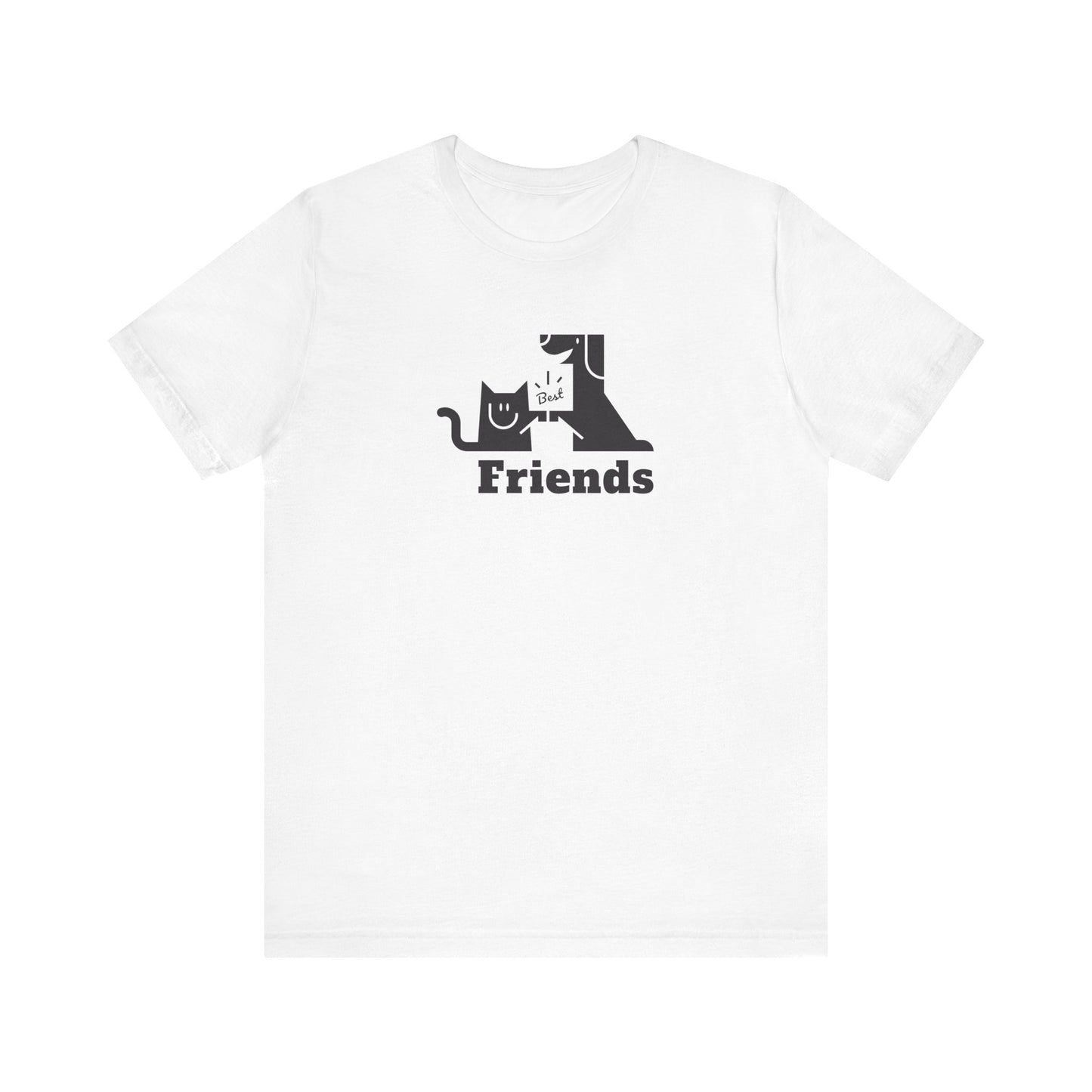 Cat & Dog Hi-5 Each Other Best Friends Black Print Unisex Jersey Short Sleeve Tee