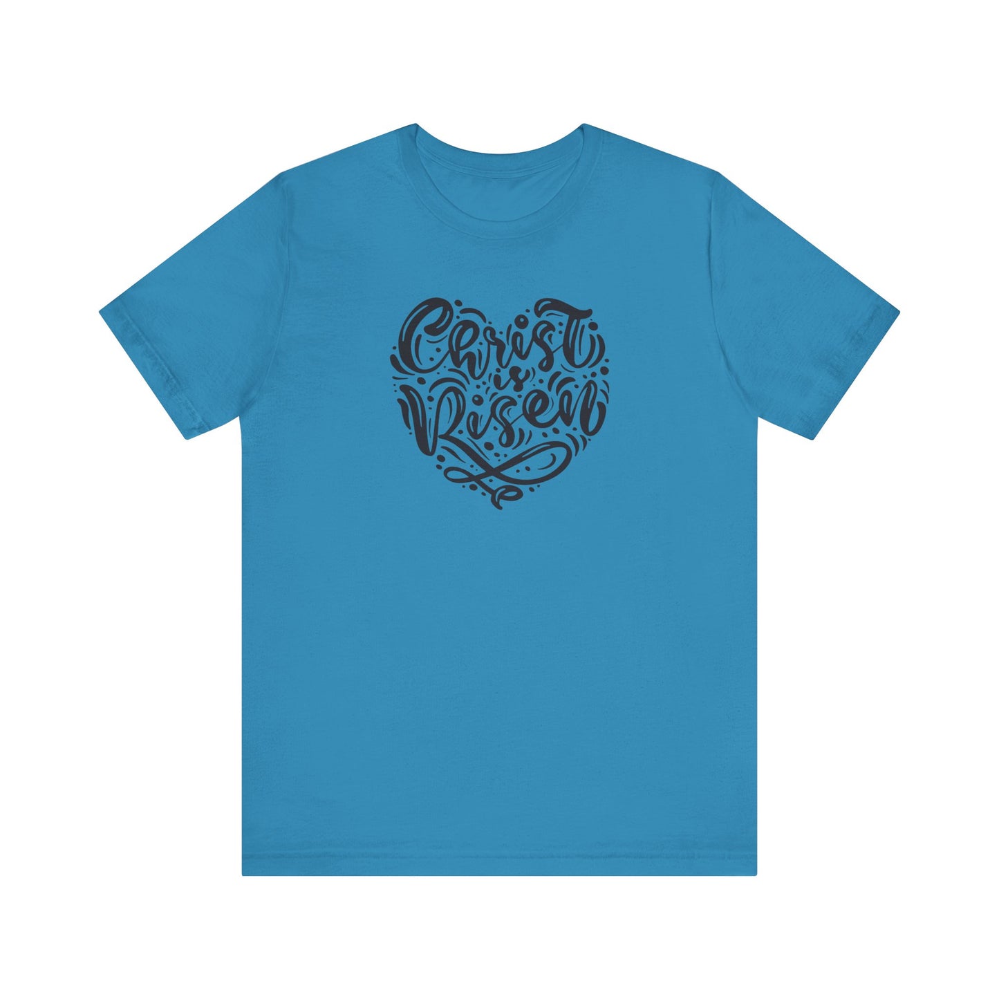 Christ is Risen Heart Shaped Black Print Unisex Jersey Short Sleeve Tee