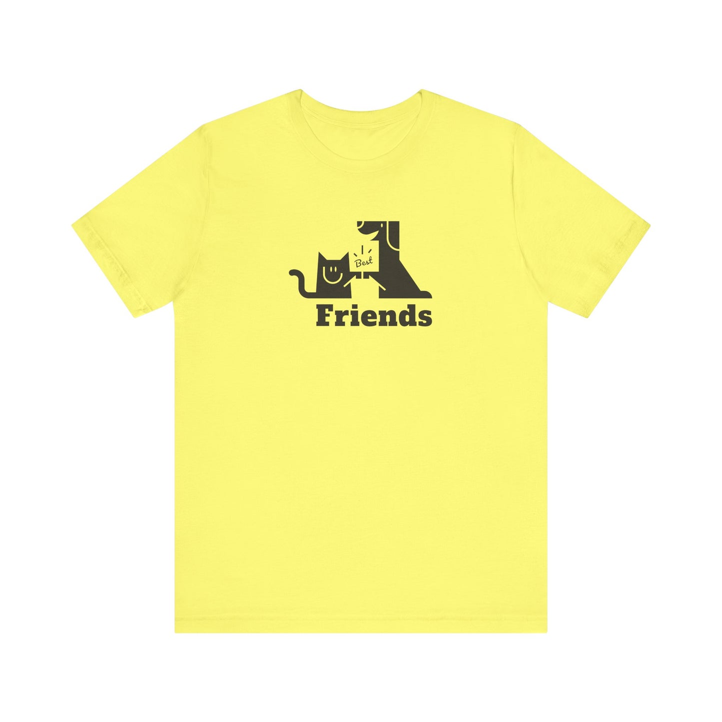 Cat & Dog Hi-5 Each Other Best Friends Black Print Unisex Jersey Short Sleeve Tee