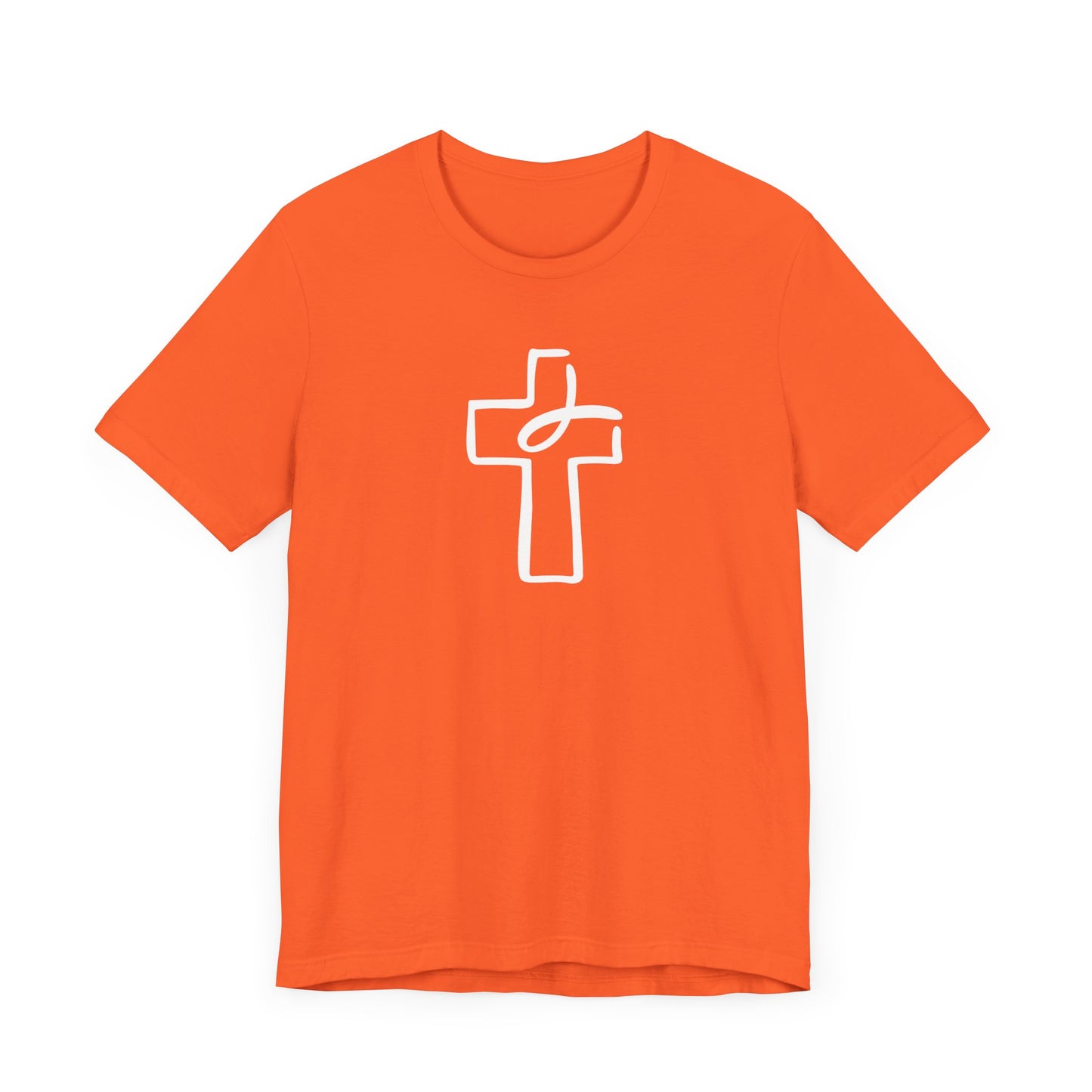Crucifix Ichthys "Jesus Fish" White Print Unisex Jersey Short Sleeve Tee