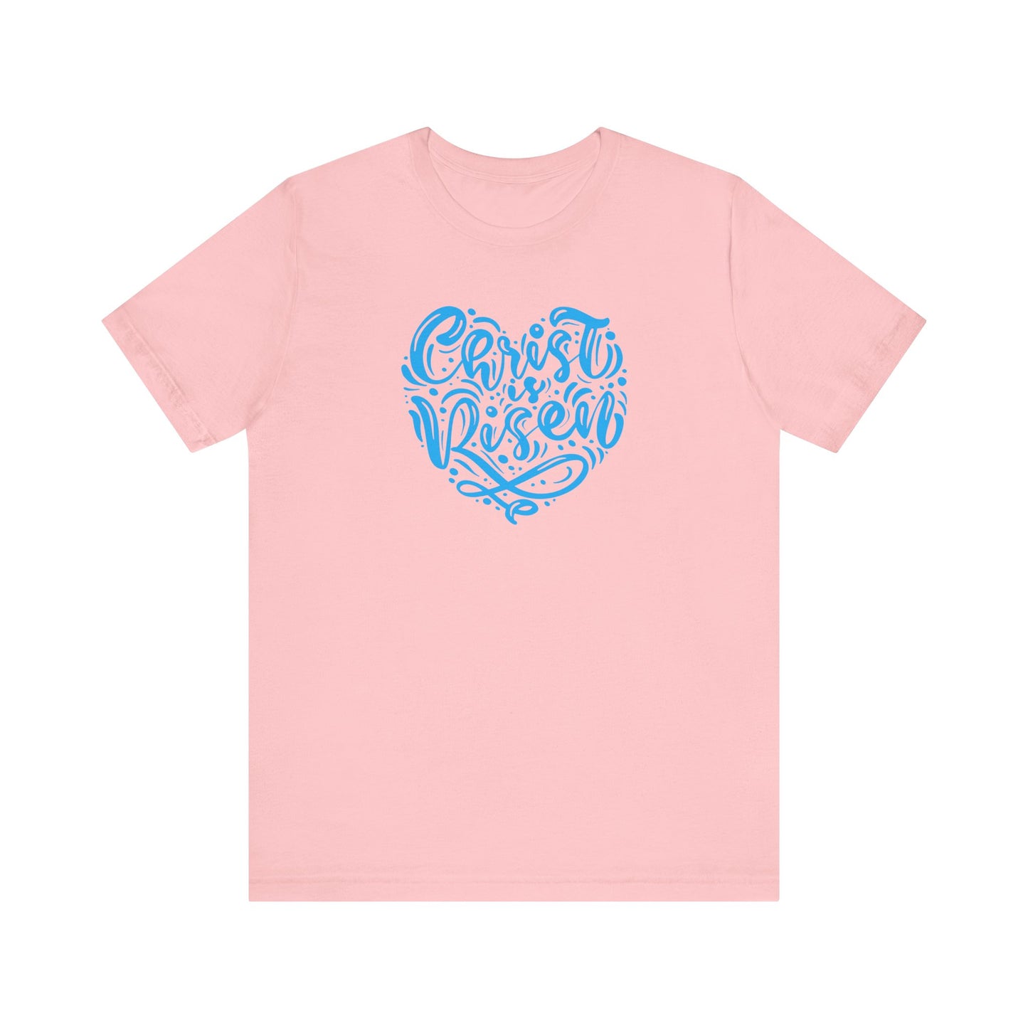 Christ is Risen Heart Shaped Blue Print Unisex Jersey Short Sleeve Tee