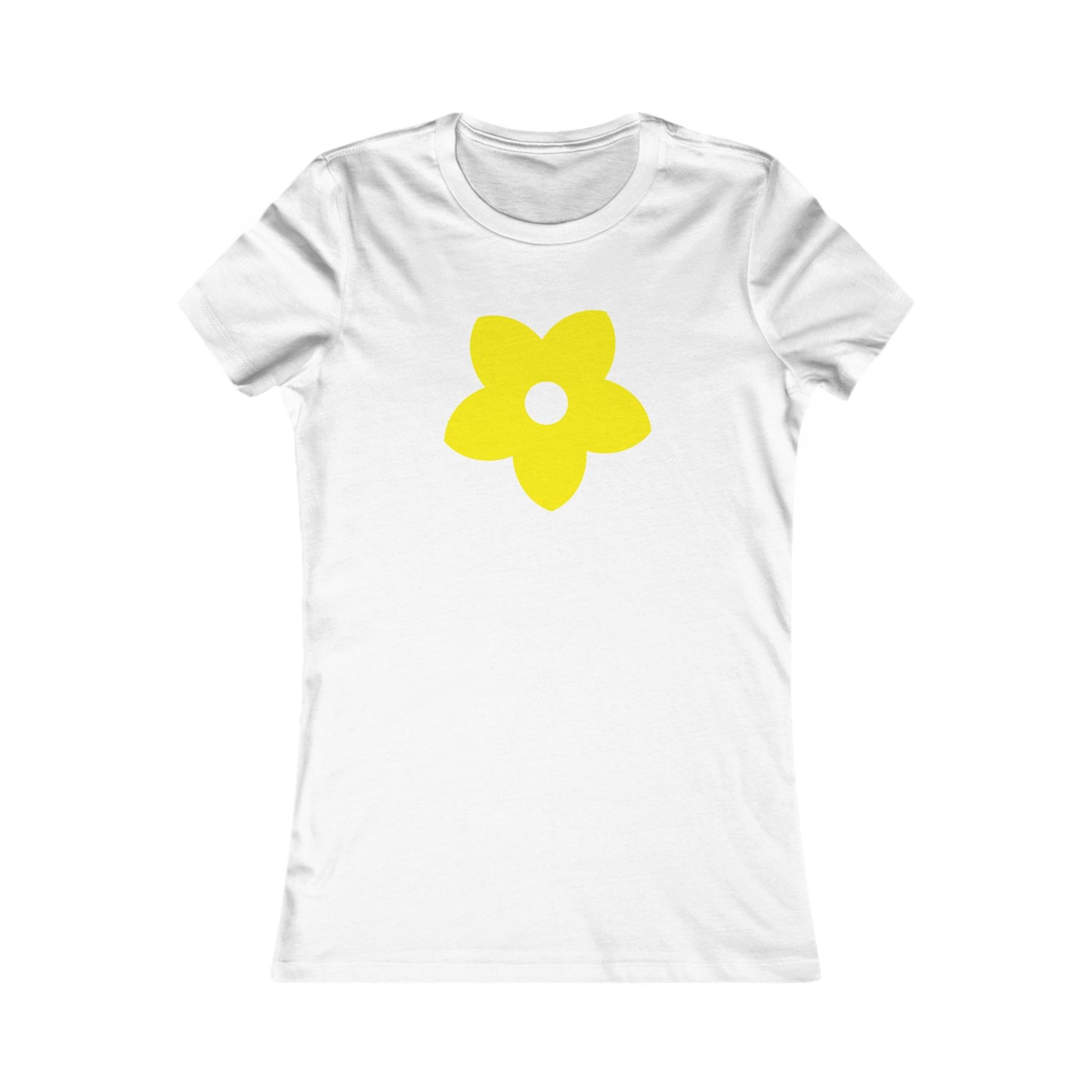 Women's Favorite T-Shirt "Petals of Joy" Playful 5-Petal Flower Design Yellow Print