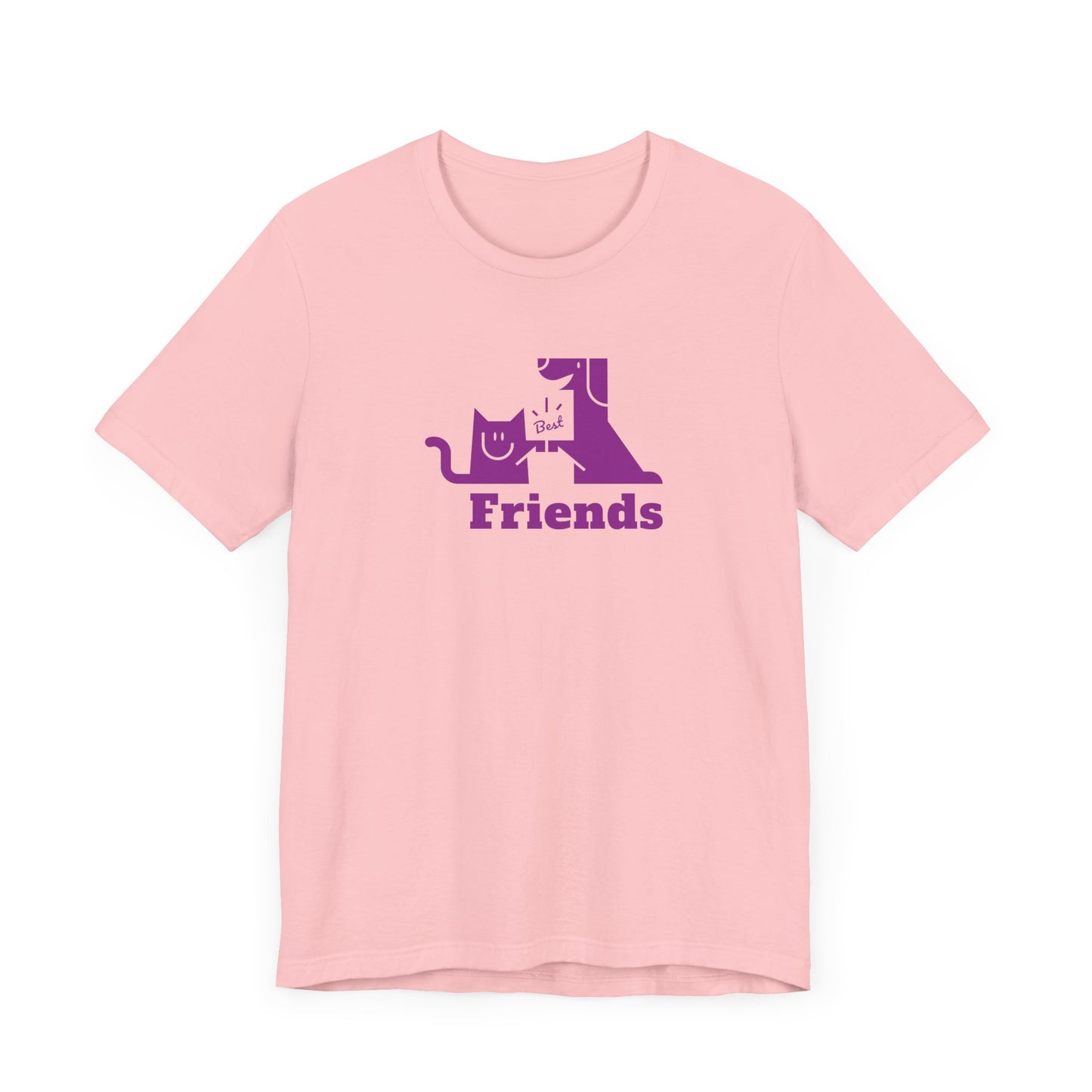 Cat & Dog Hi-5 Each Other Best Friends Purple Print Unisex Jersey Short Sleeve Tee